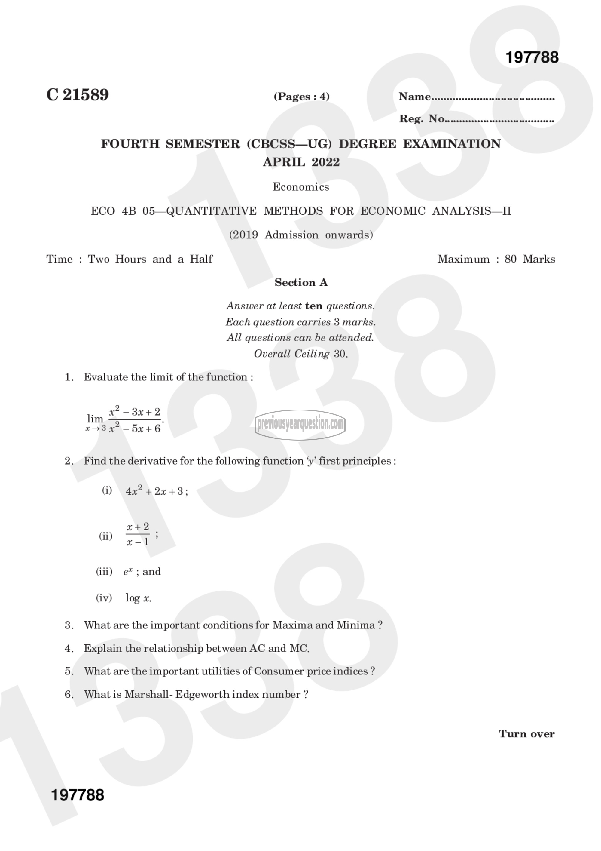 Question Paper - Quantitative Methods for Economic Analysis II-1