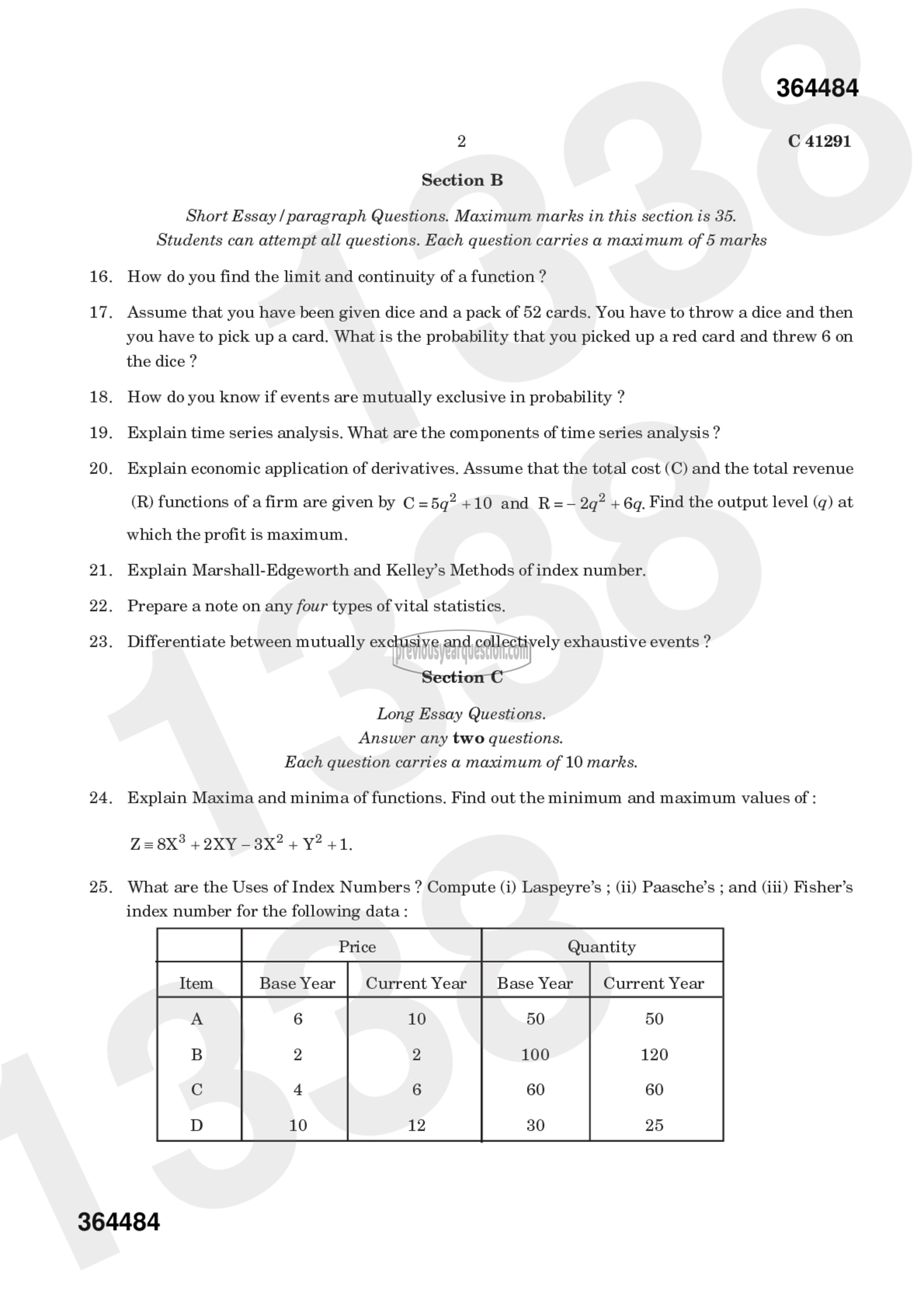 Question Paper - Quantitative Methods for Economic Analysis II-2