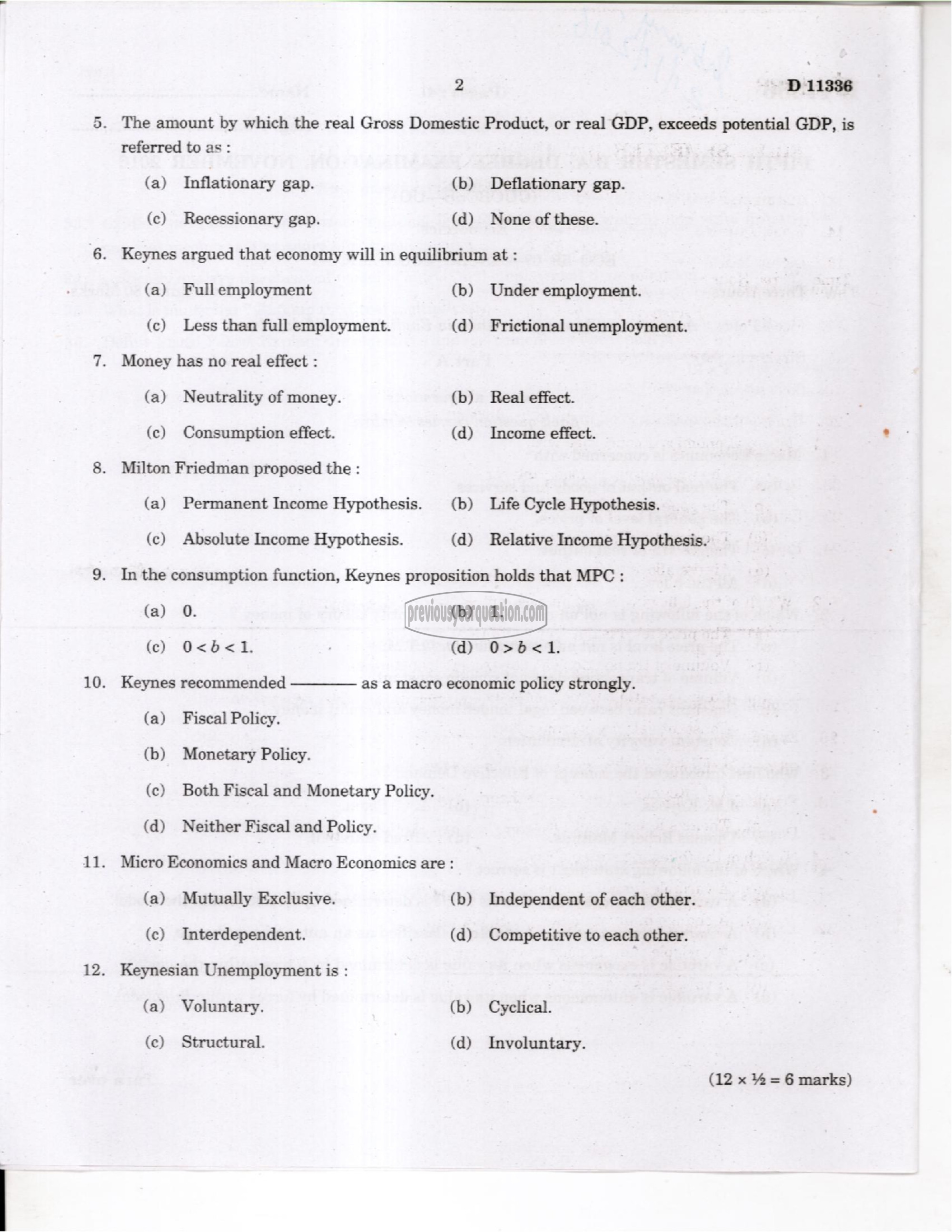 Question Paper - Fiscal Economics-2