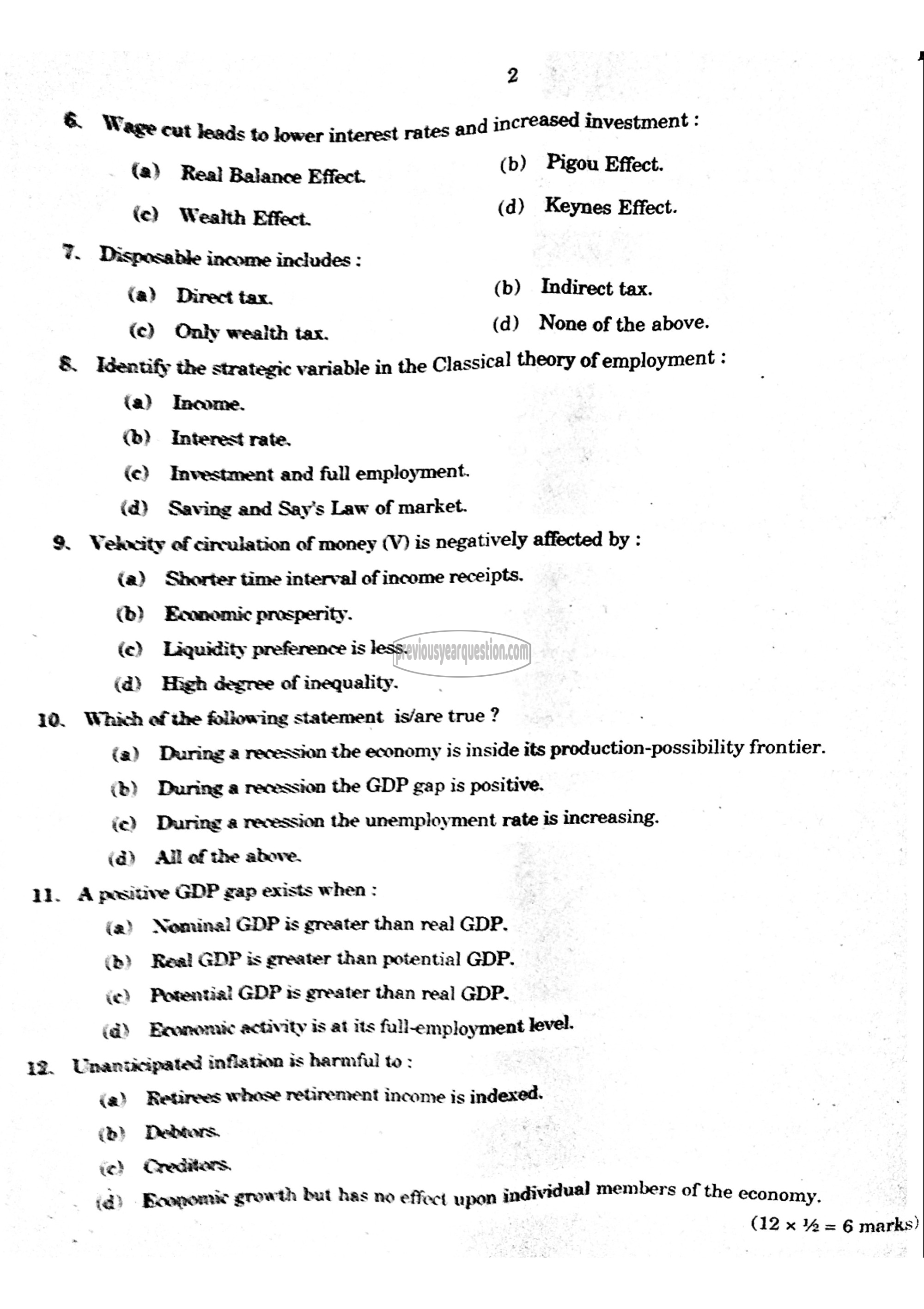 Question Paper - Fiscal Economics-2