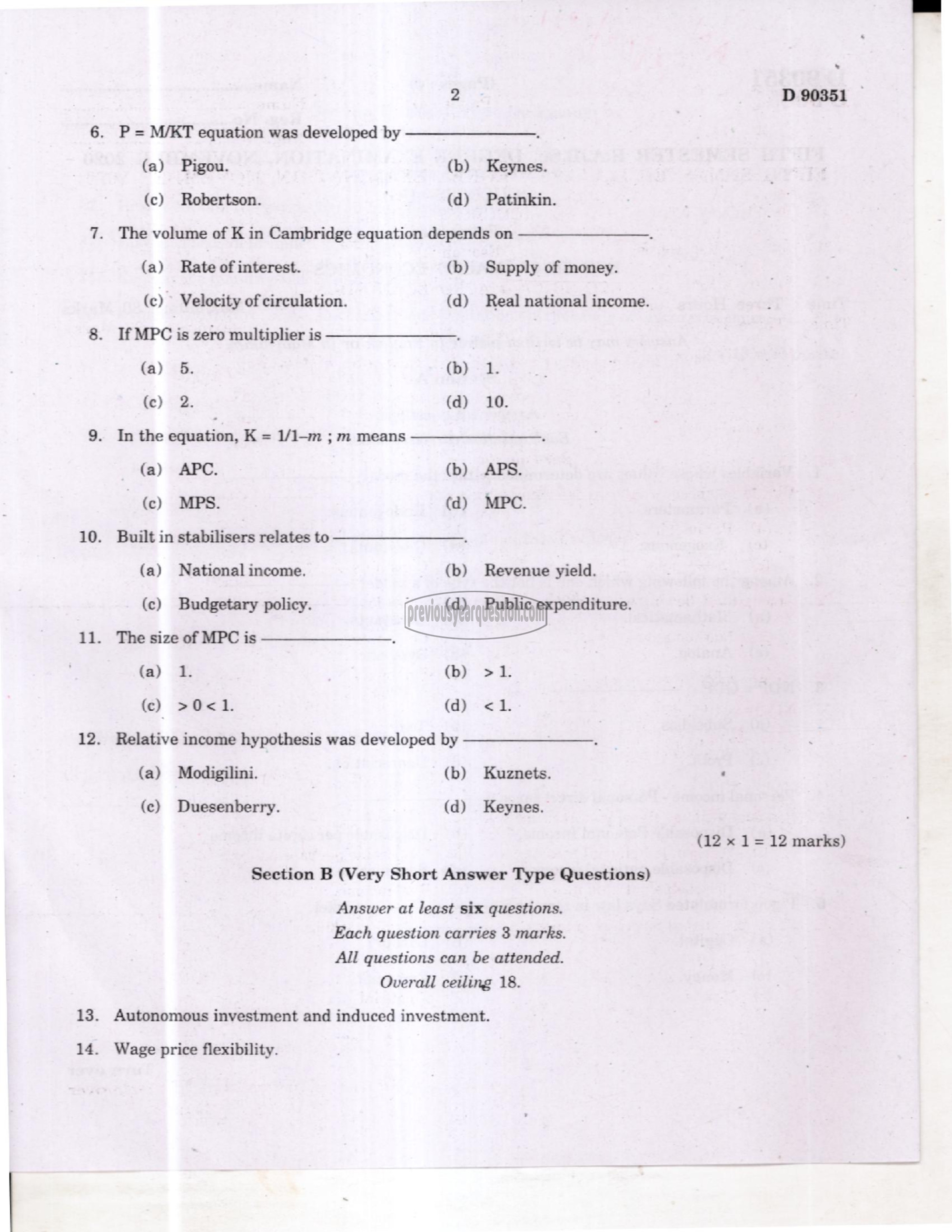 Question Paper - Fiscal Economics-2