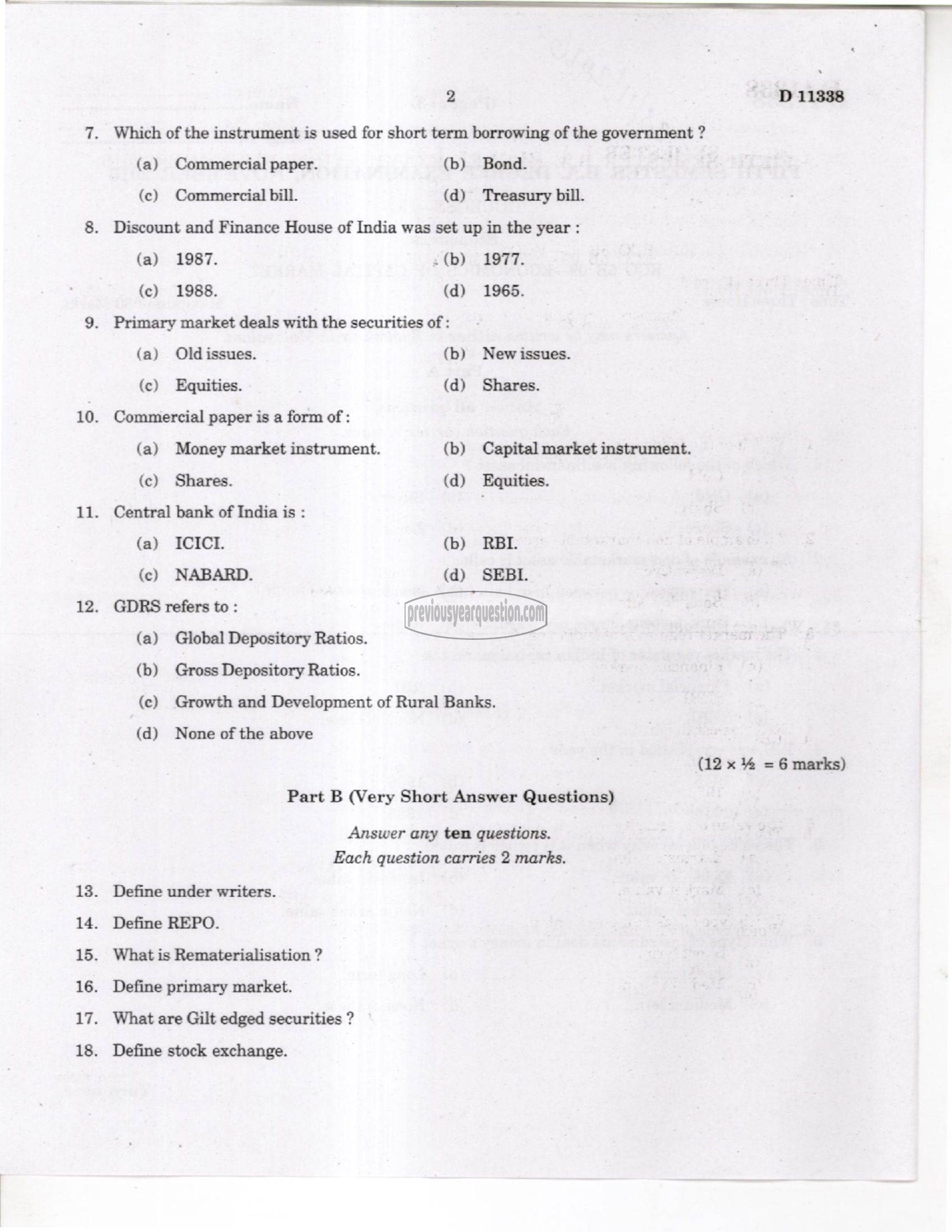 Question Paper - Economics of Capital Market-2