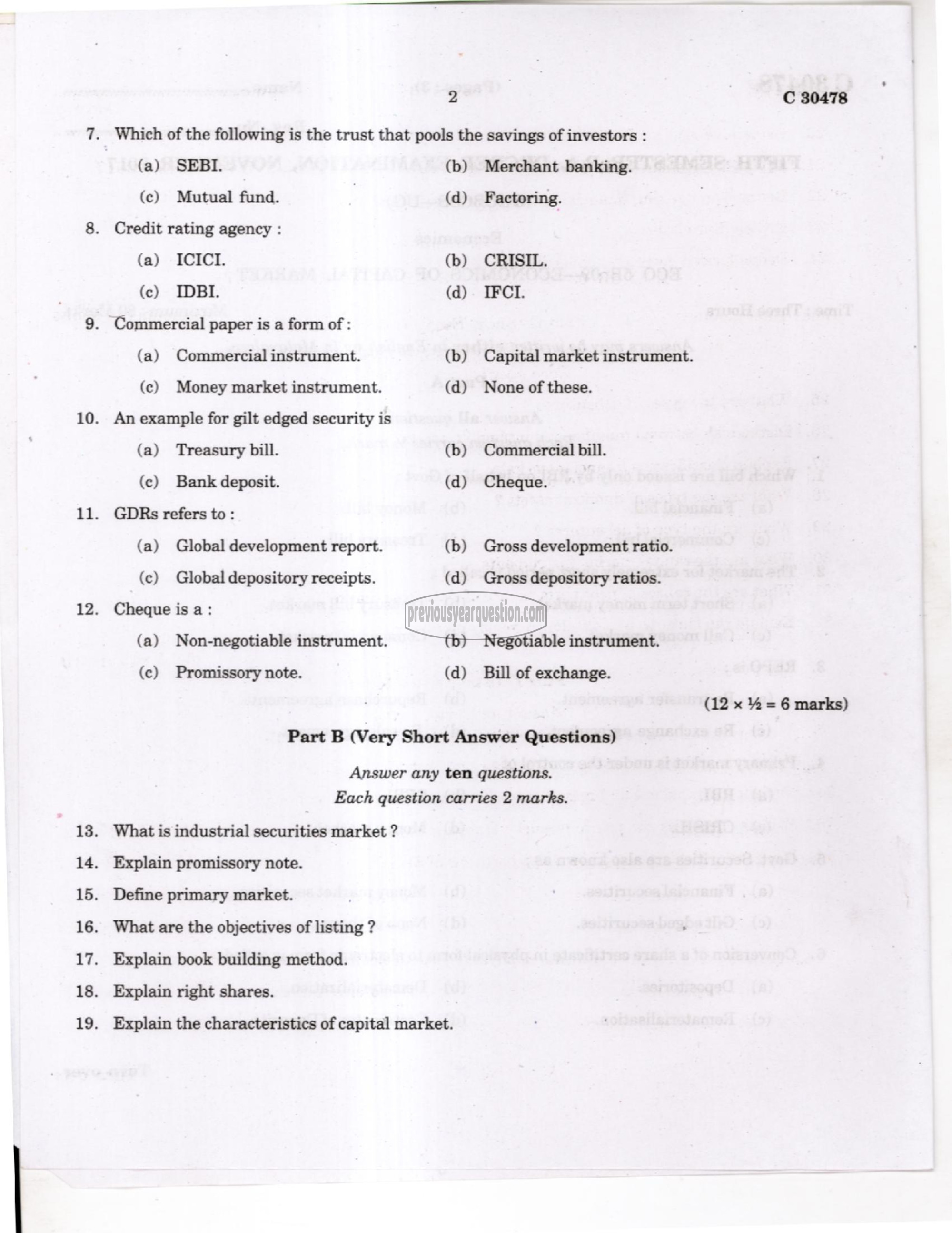 Question Paper - Economics of Capital Market-2