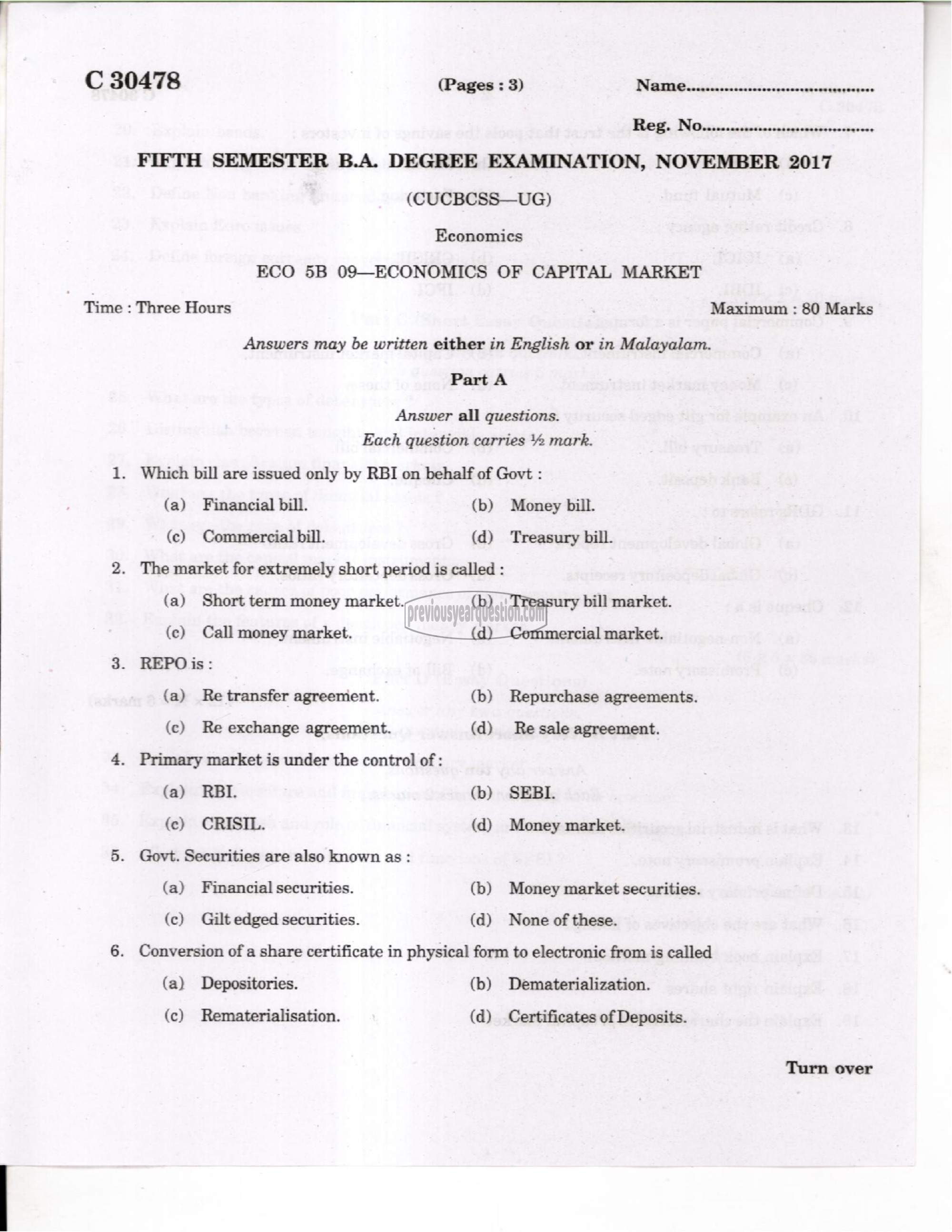 Question Paper - Economics of Capital Market-1