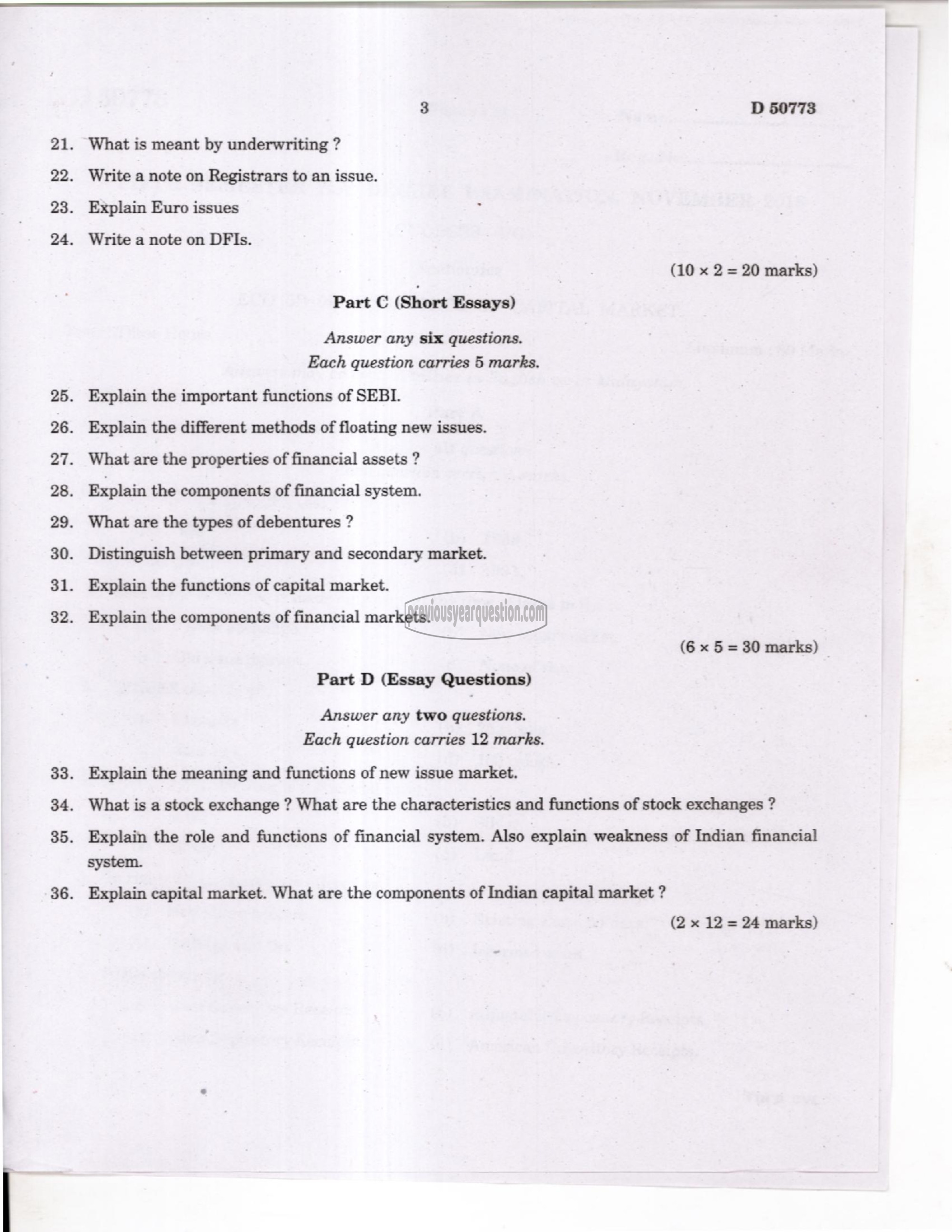 Question Paper - Economics of Capital Market-3