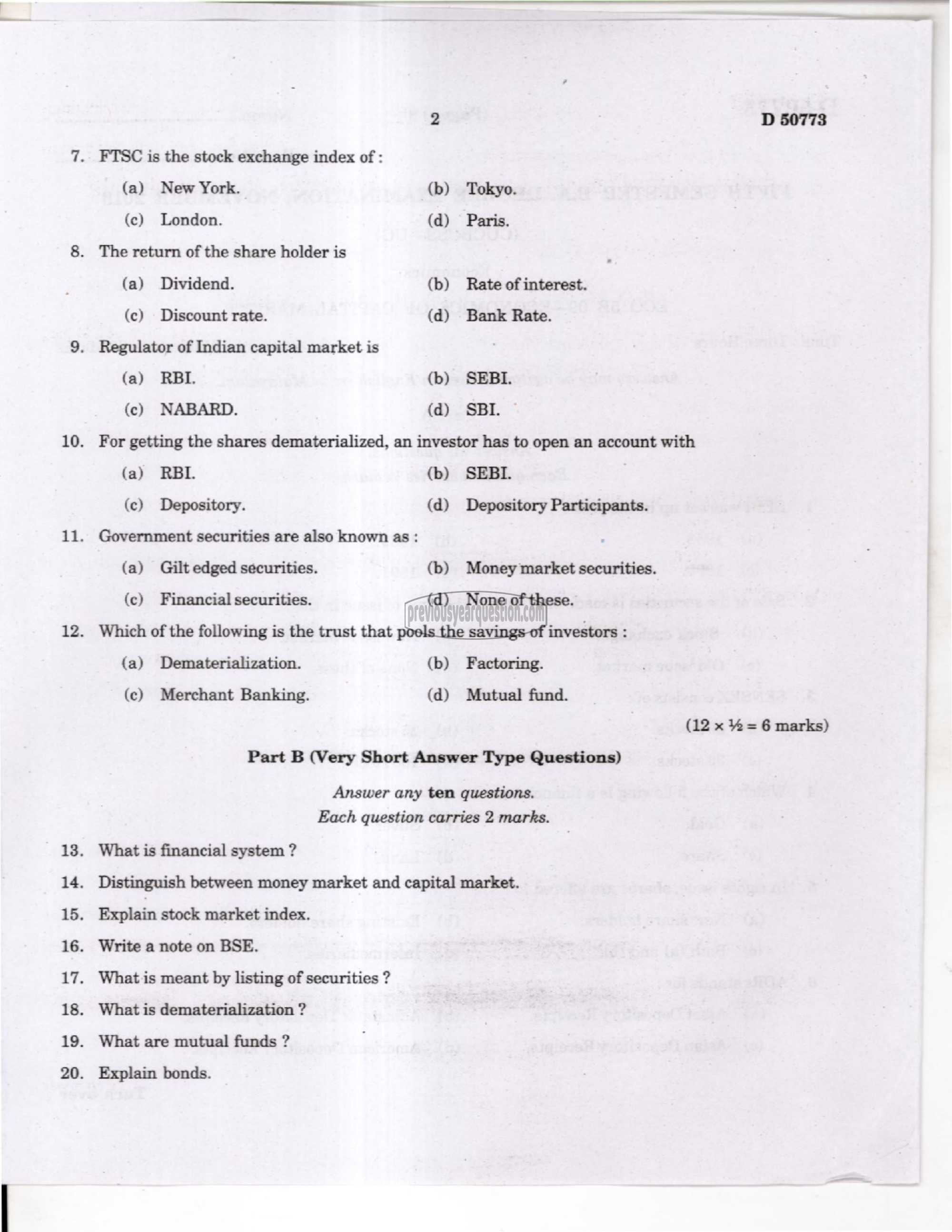 Question Paper - Economics of Capital Market-2