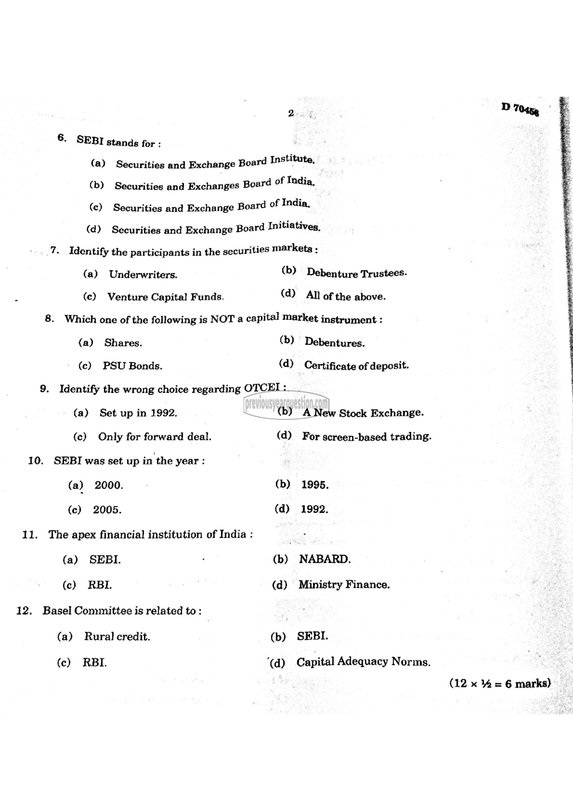 Question Paper - Economics of Capital Market-2