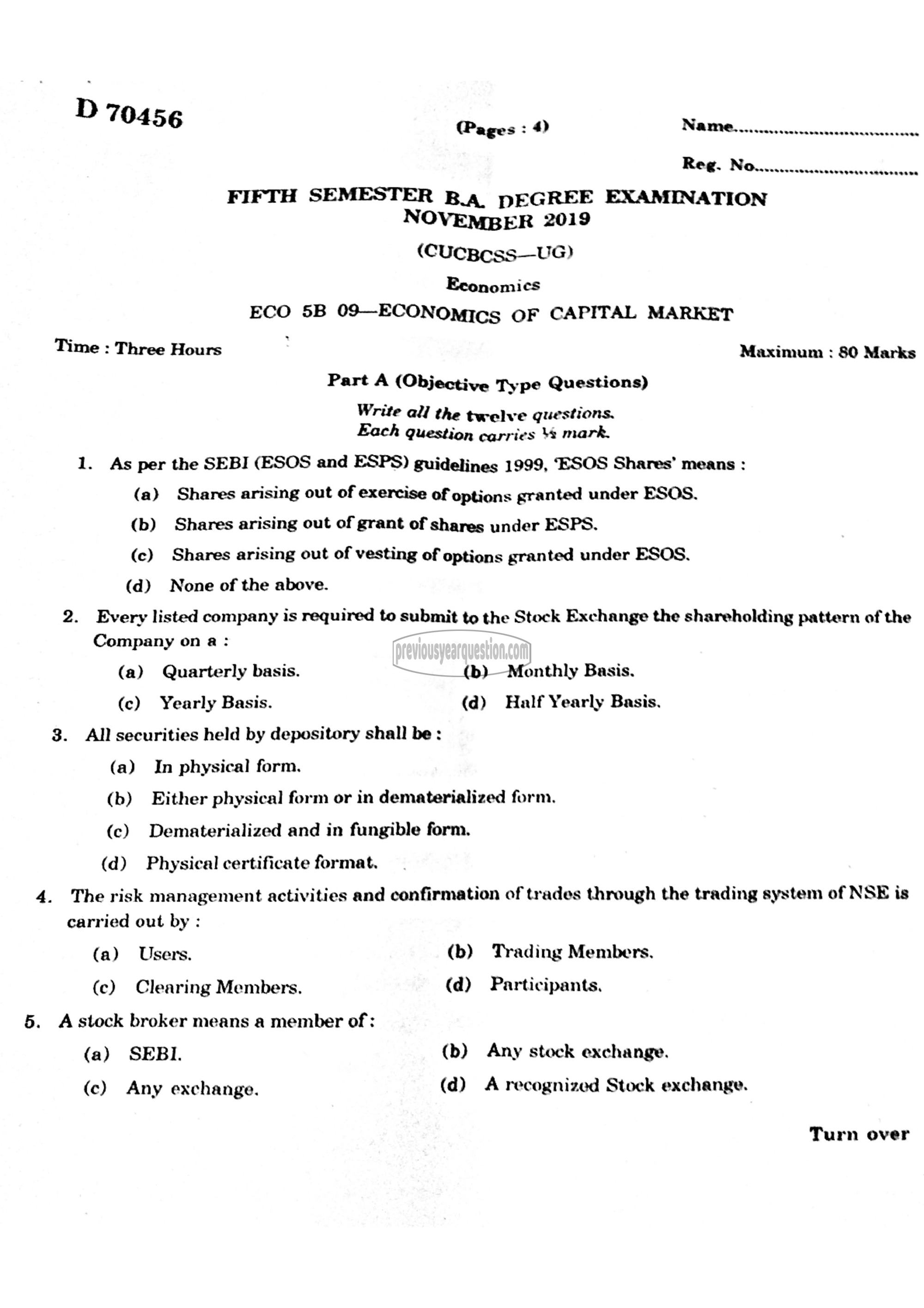 Question Paper - Economics of Capital Market-1