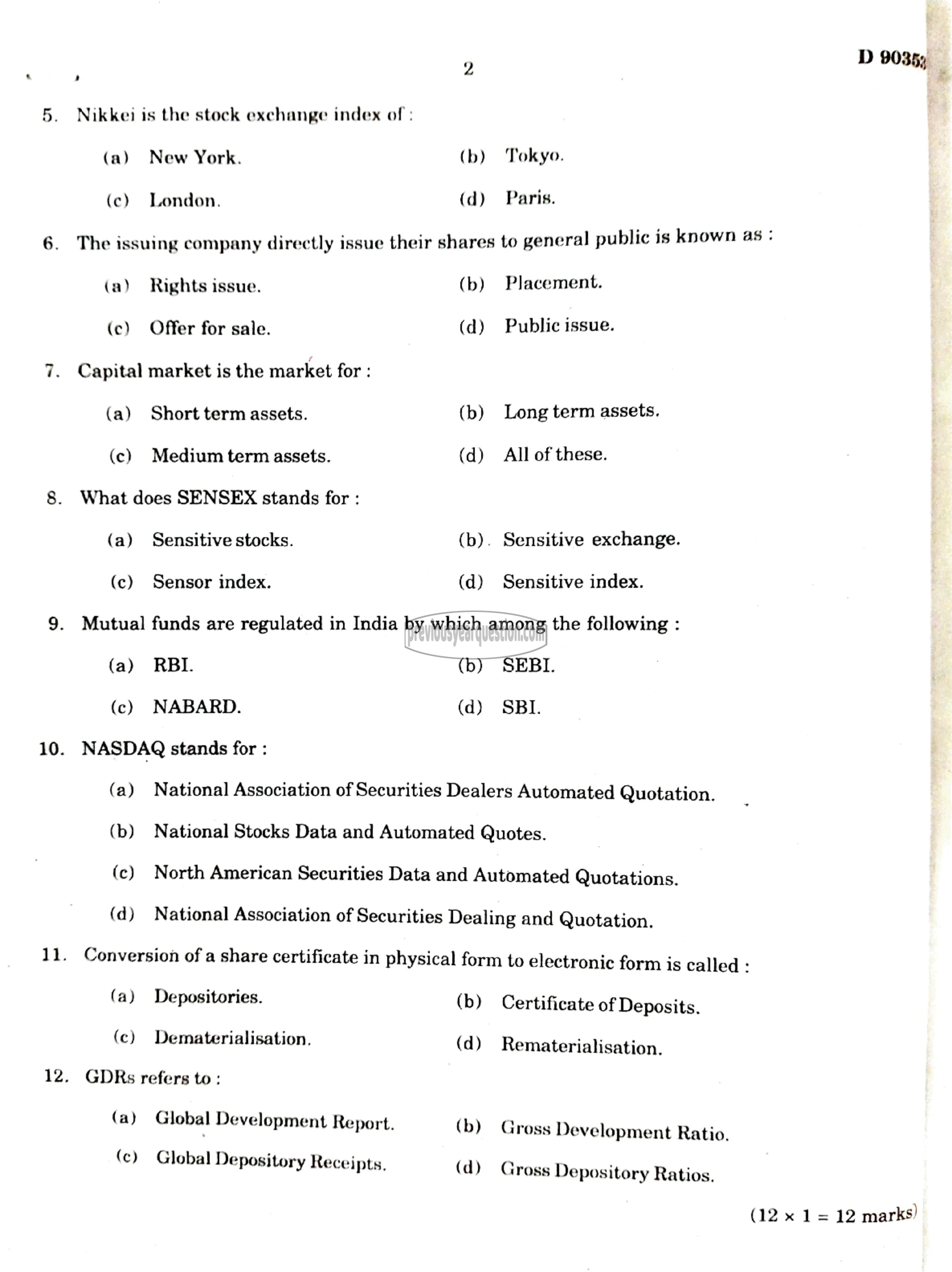 Question Paper - Economics of Capital Market-2