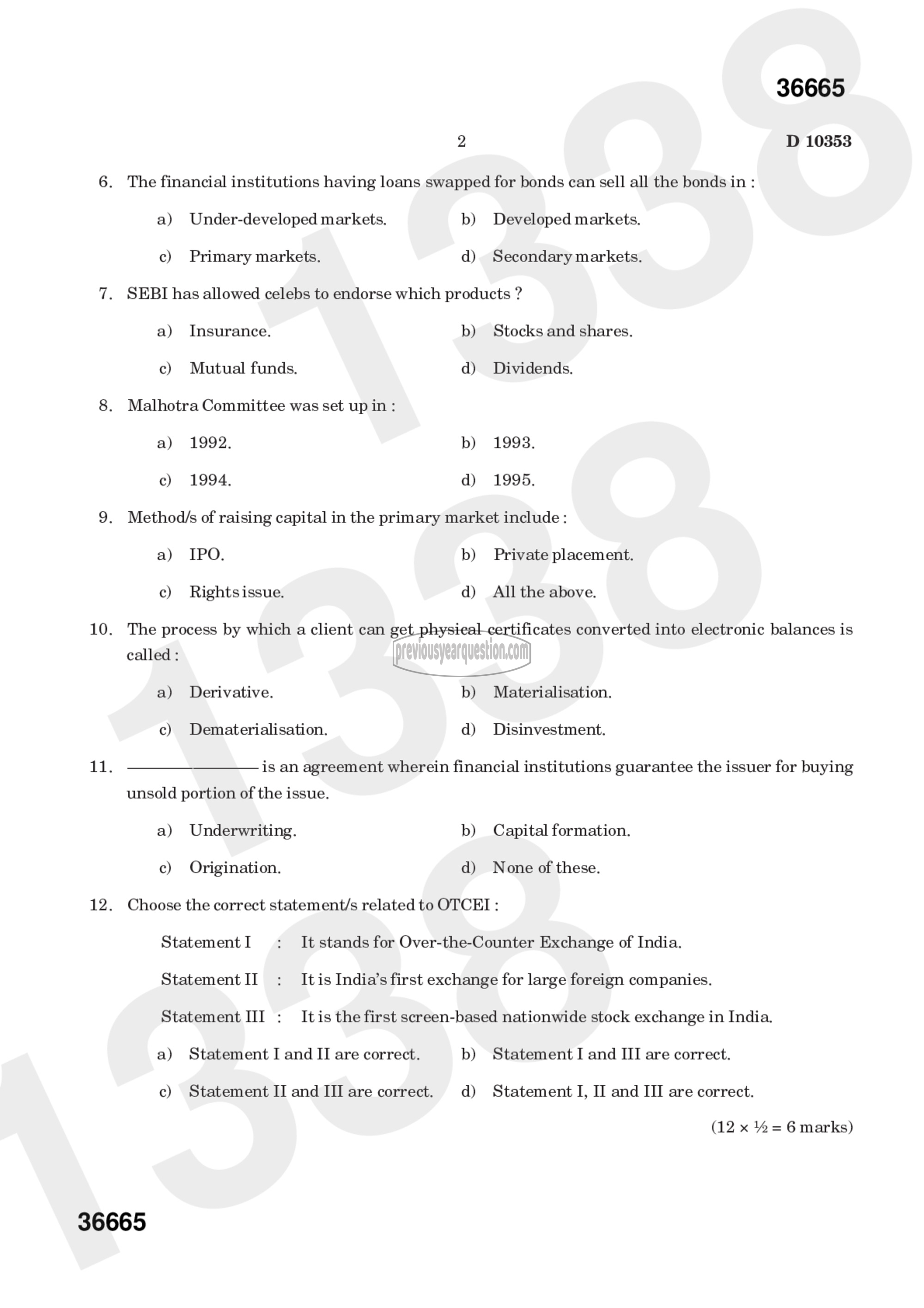 Question Paper - Economics of Capital Market-2