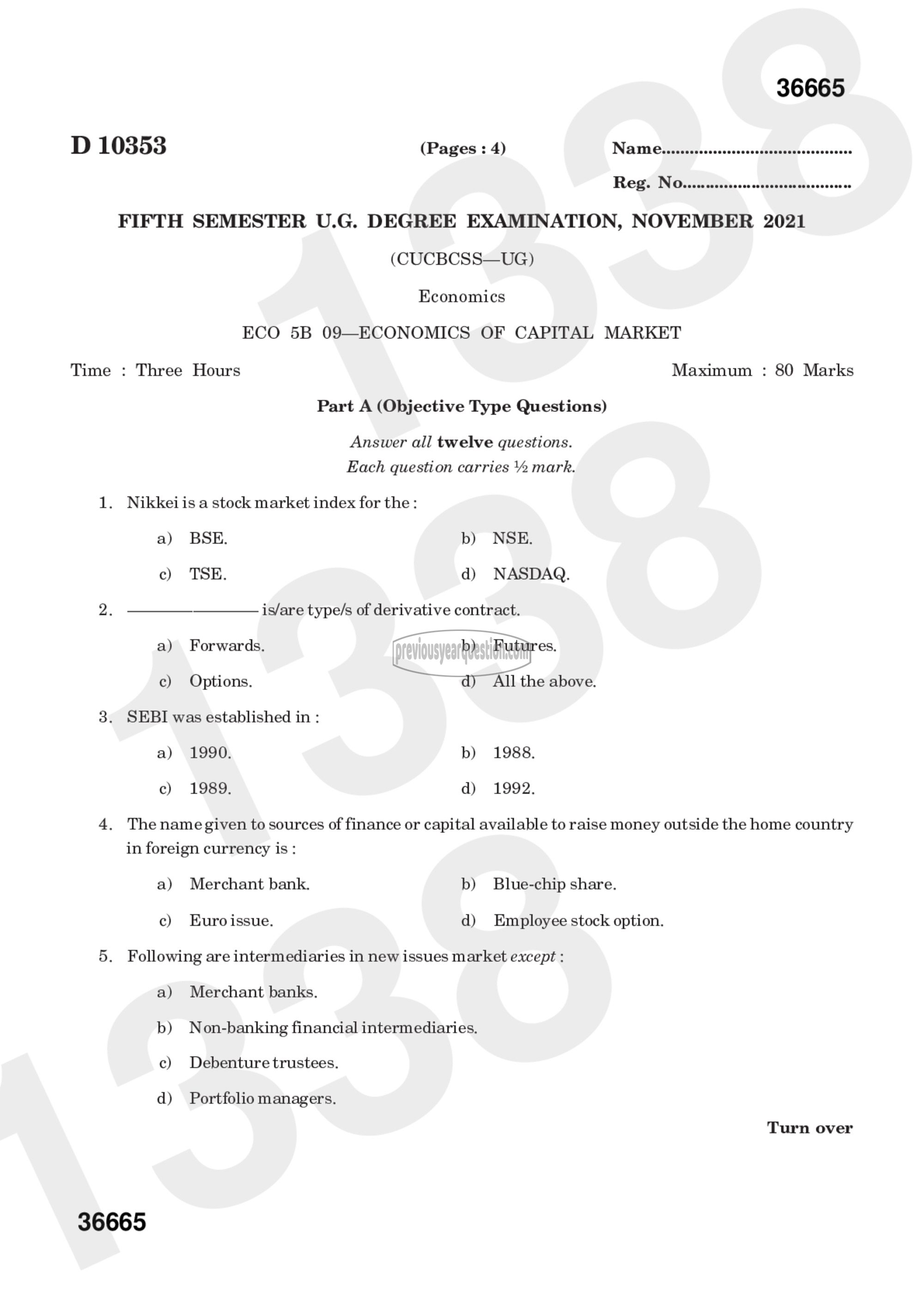 Question Paper - Economics of Capital Market-1