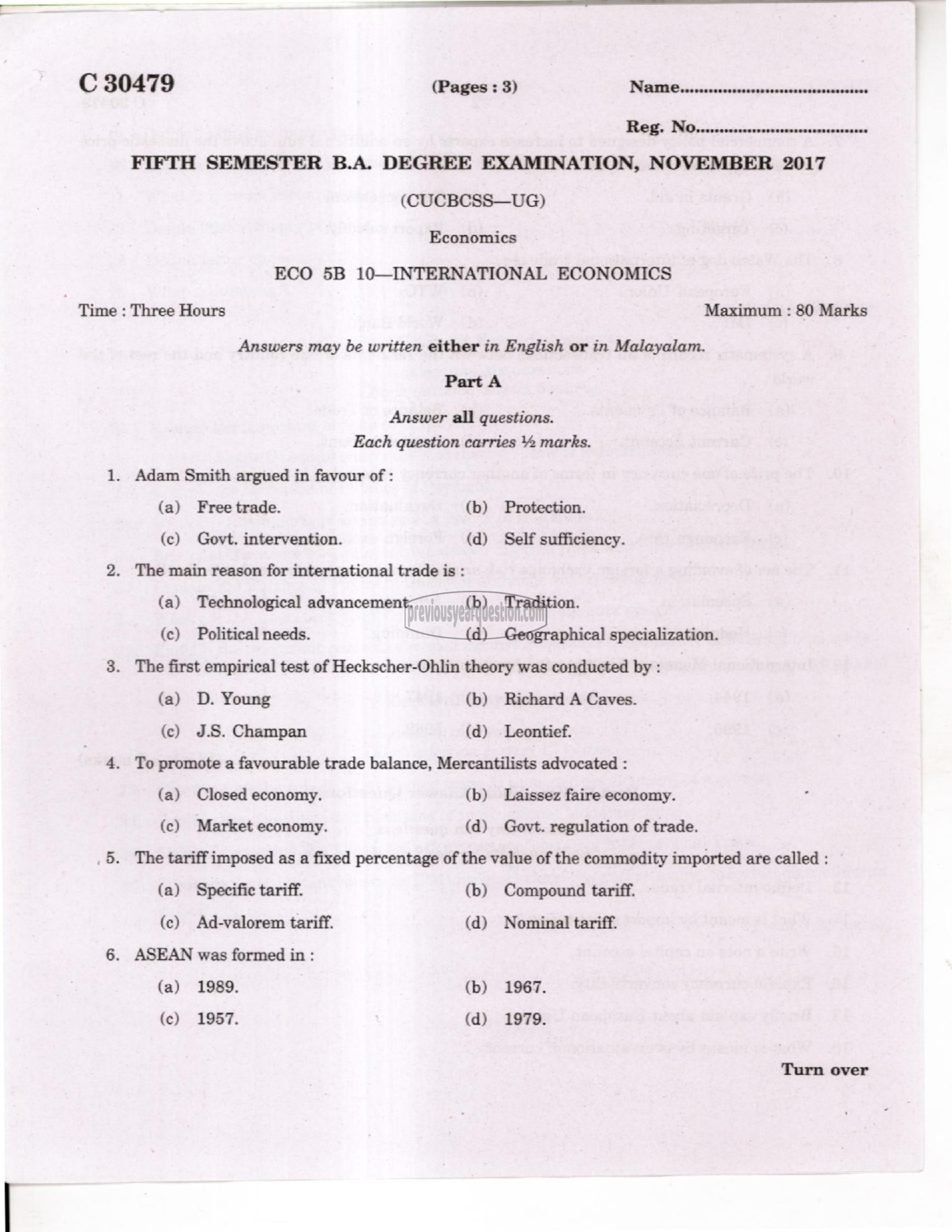 Question Paper - Mathematical Economics-1