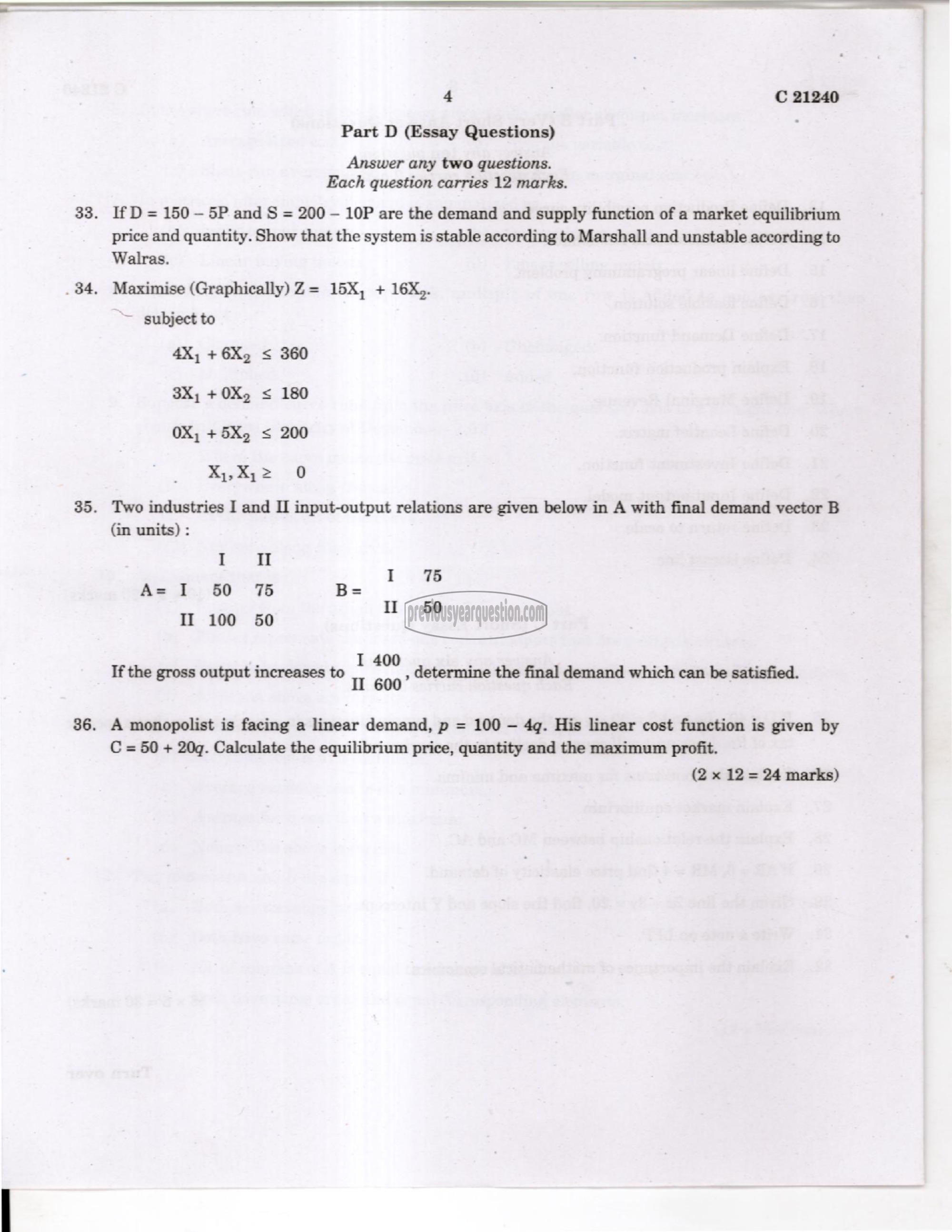 Question Paper - International Economics-4