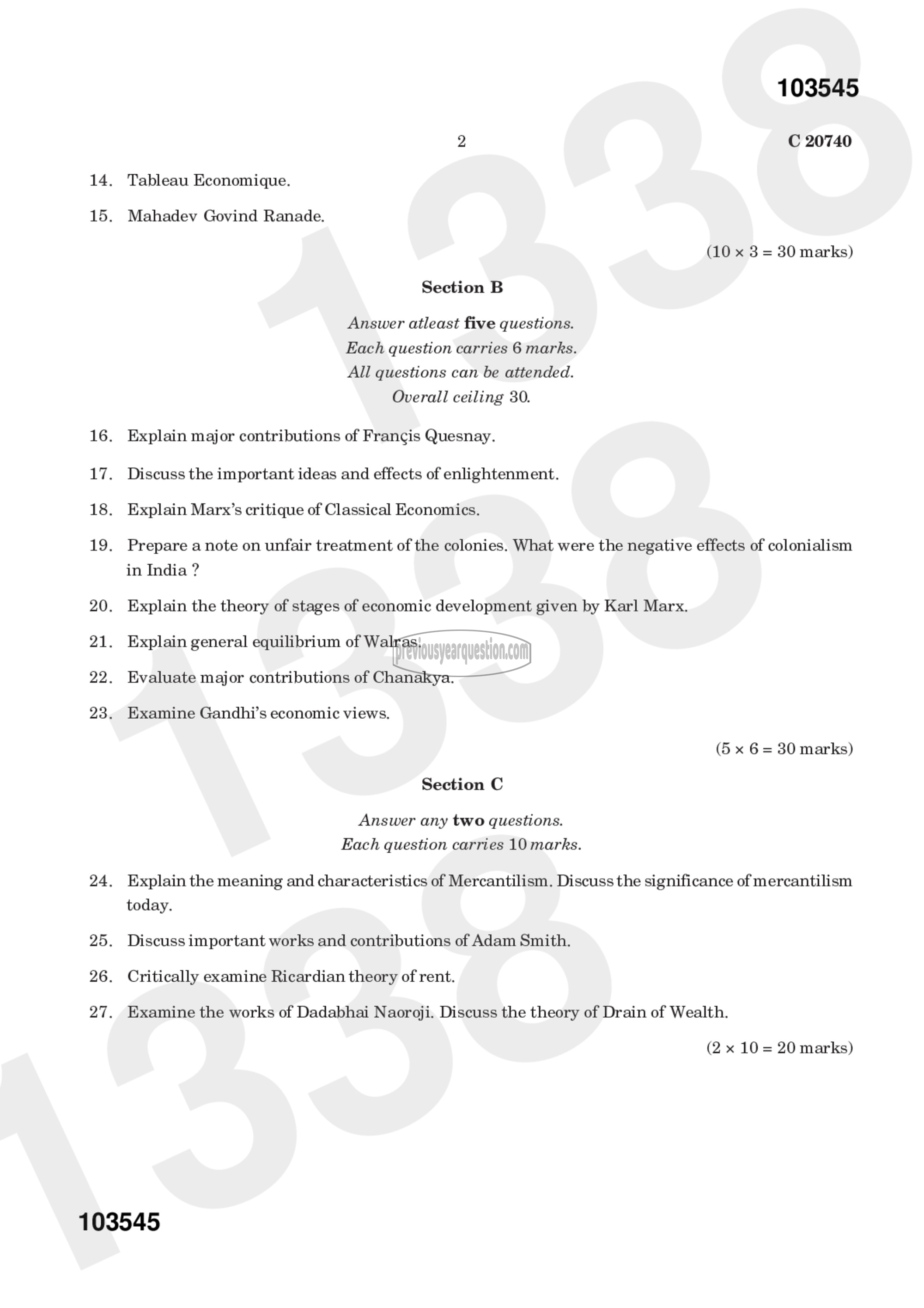 Question Paper - Development of Economic Thought-2