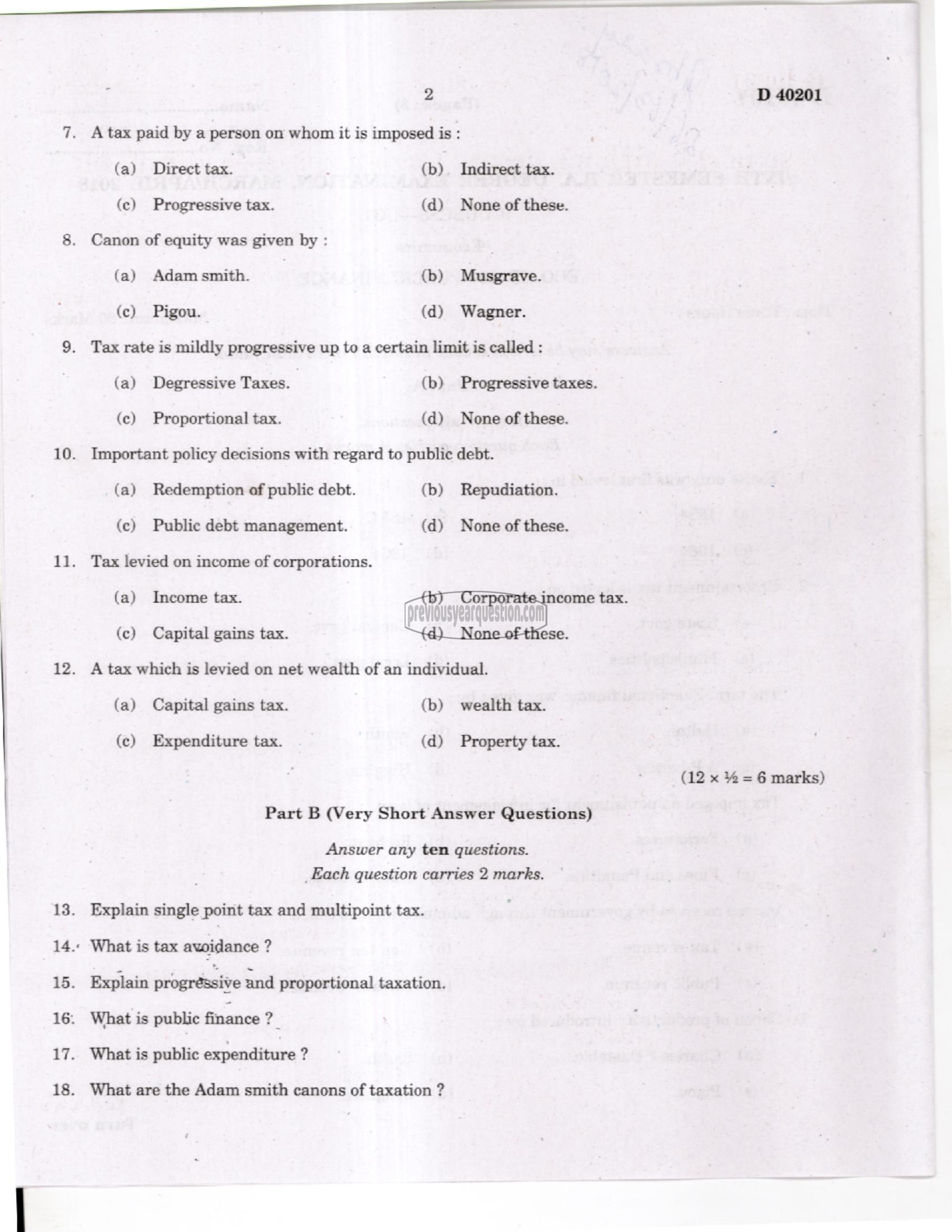 Question Paper - Development of Economic Thought-2