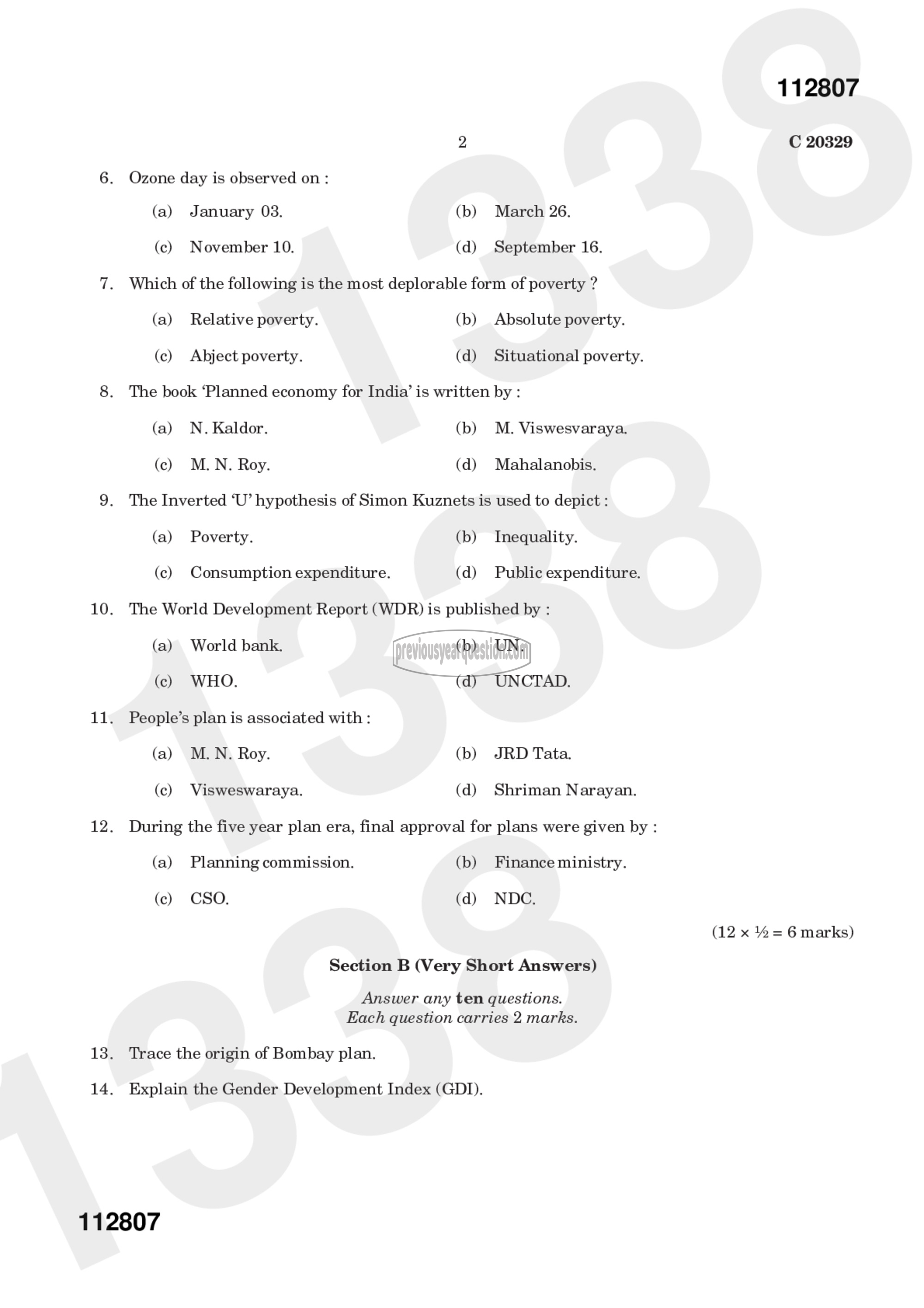 Question Paper - Economics of Growth and Development-2