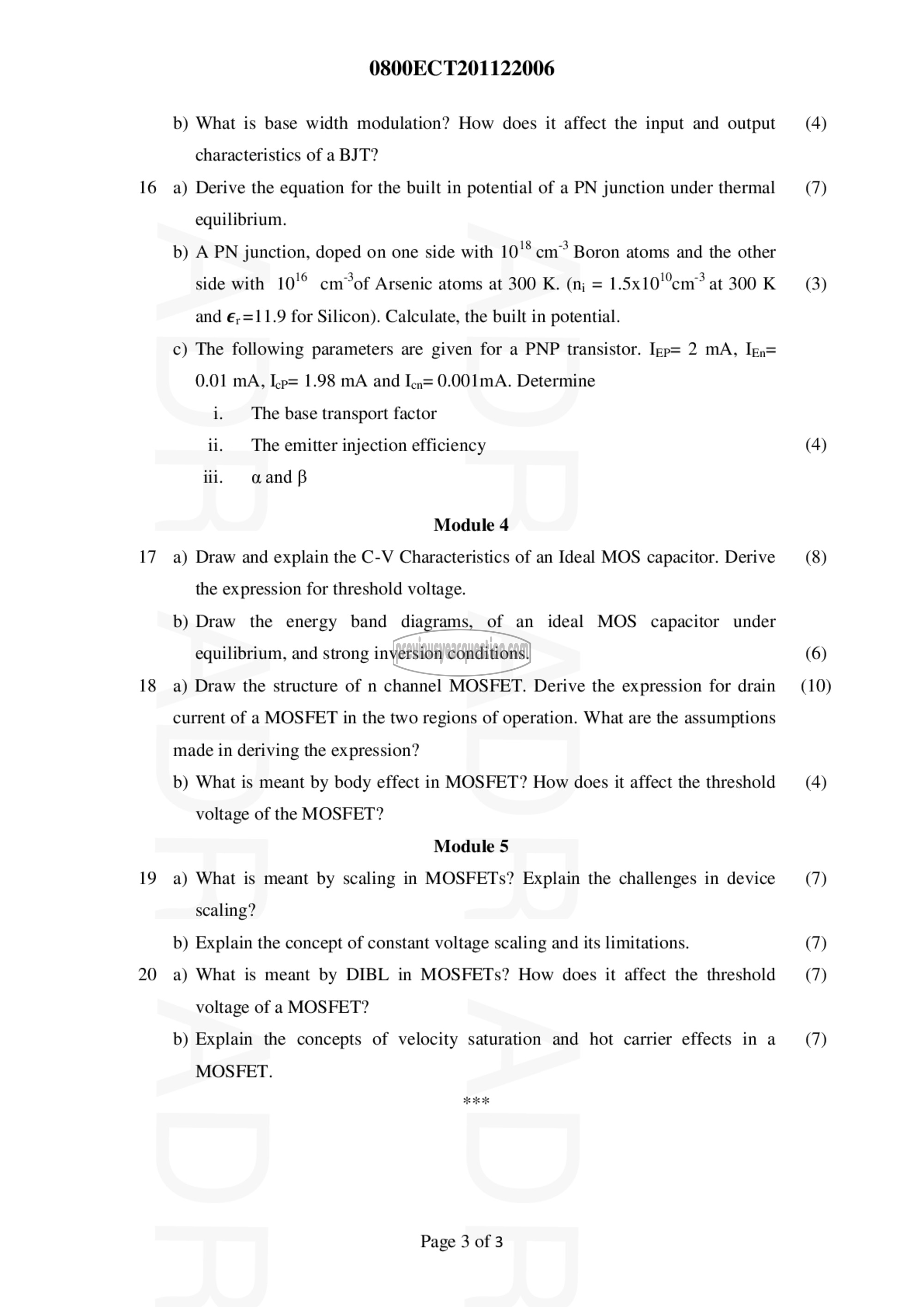 Question Paper - SOLID STATE DEVICES-3