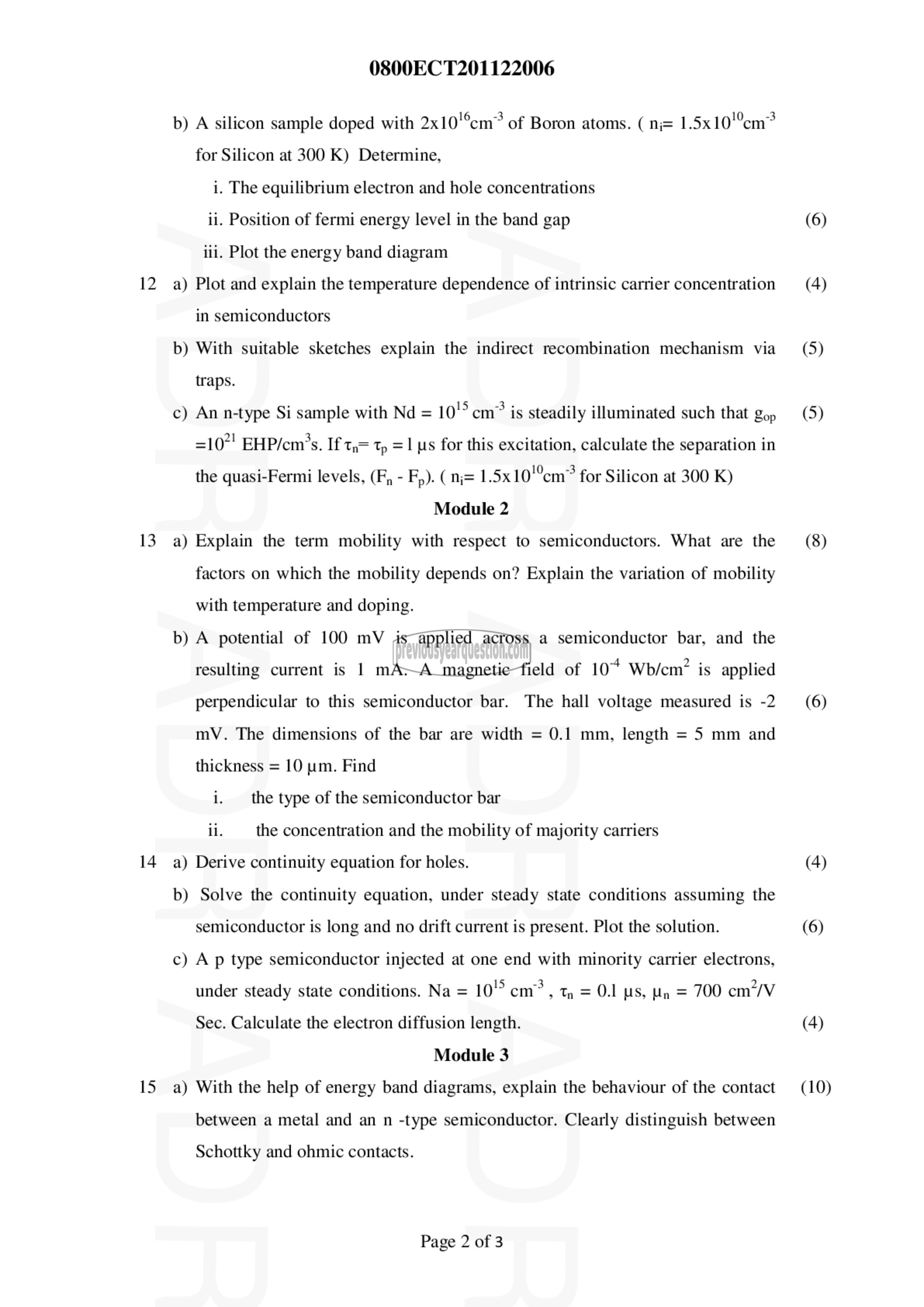 Question Paper - SOLID STATE DEVICES-2