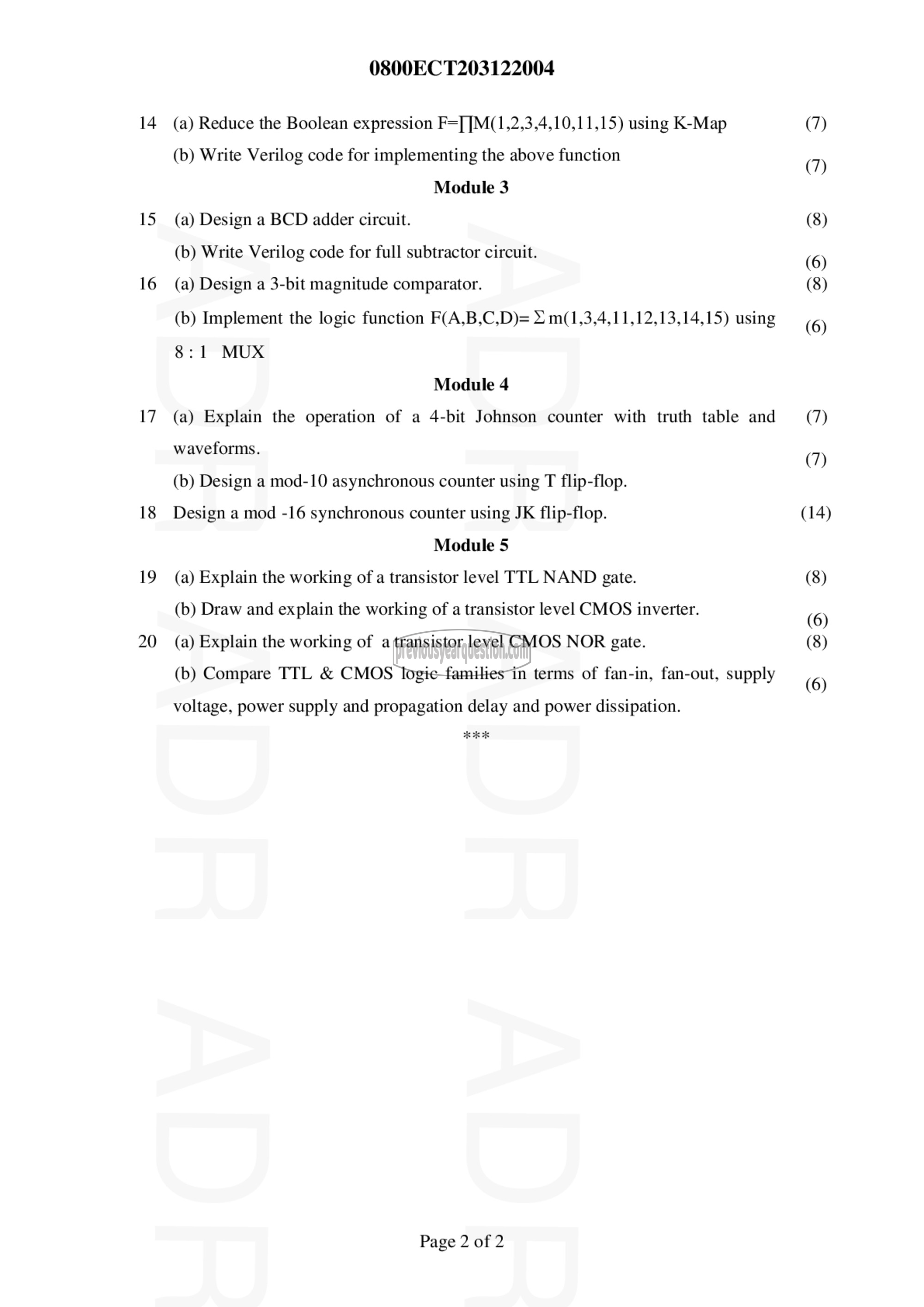 Question Paper - LOGIC CIRCUIT DESIGN-2