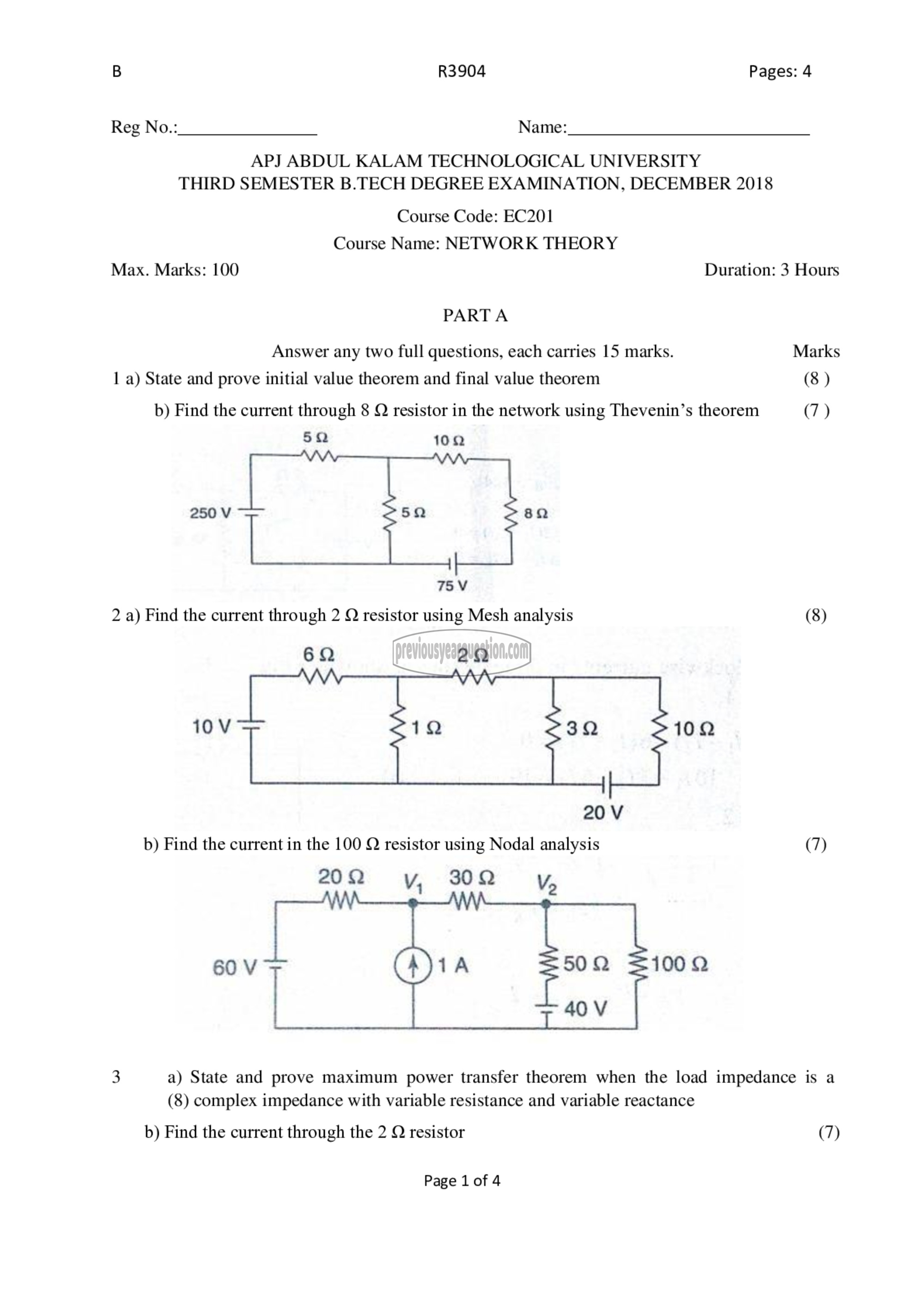 Question Paper - Network Theory-1