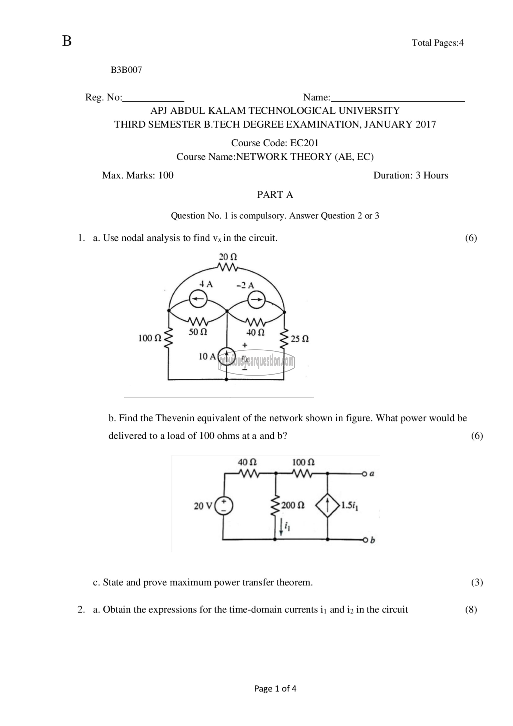 Question Paper - Network Theory-1