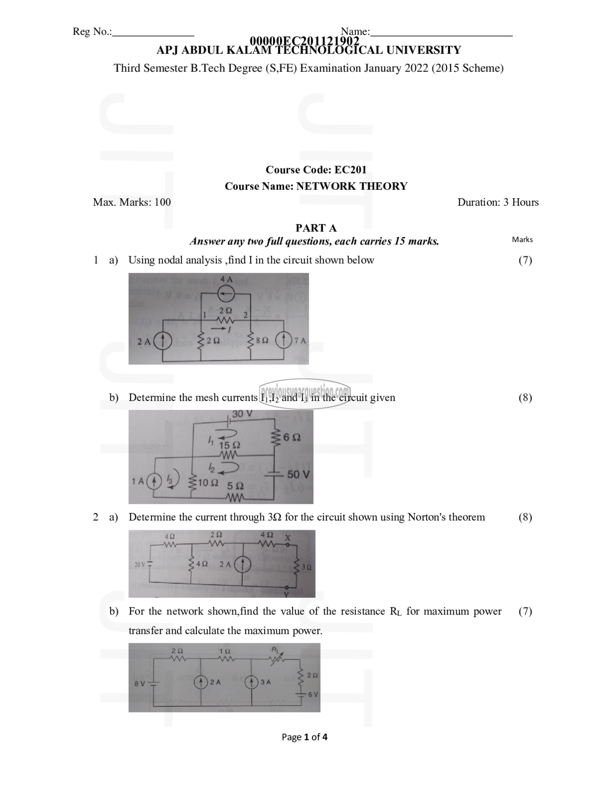 Question Paper - Network Theory-1