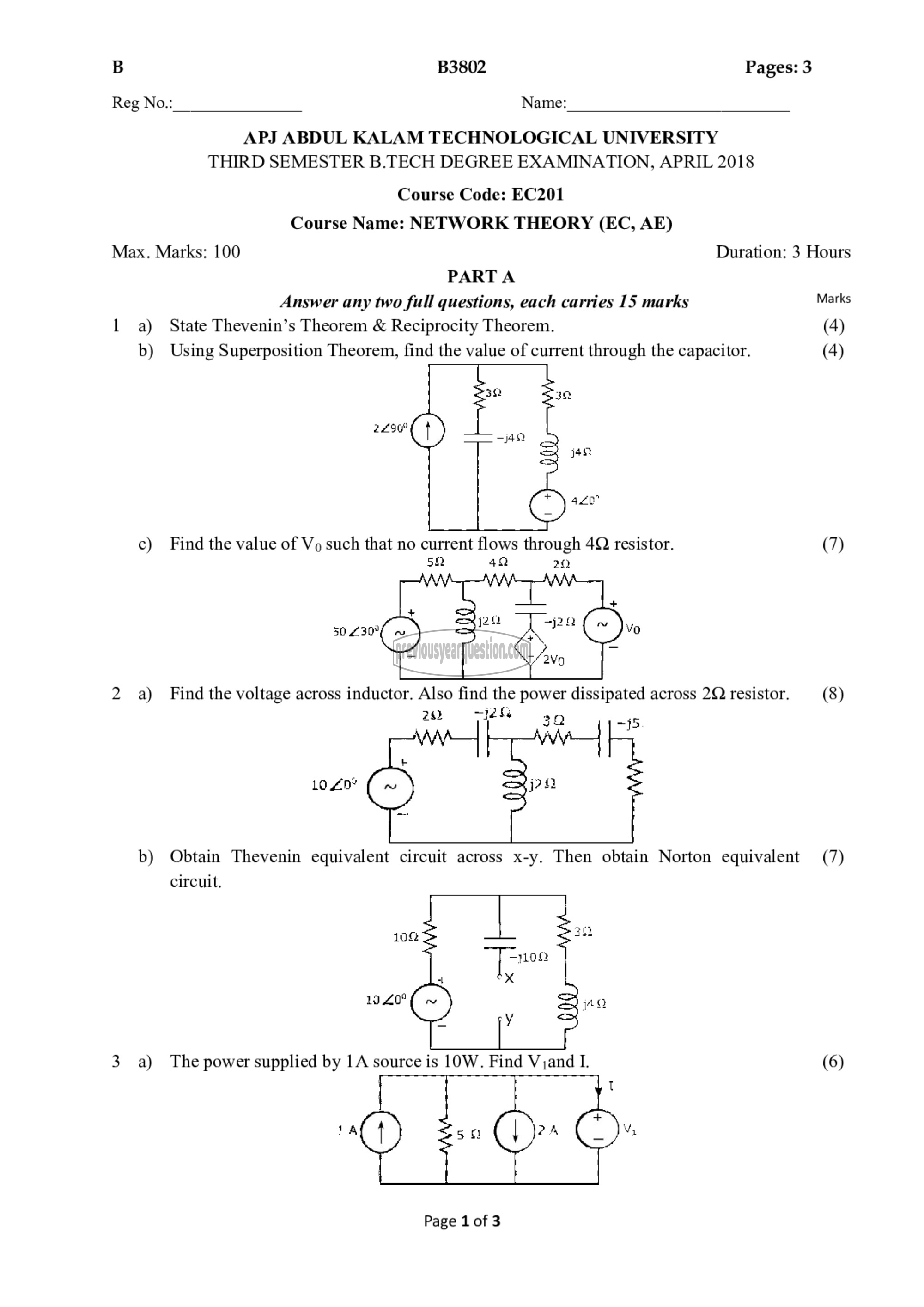 Question Paper - Network Theory-1