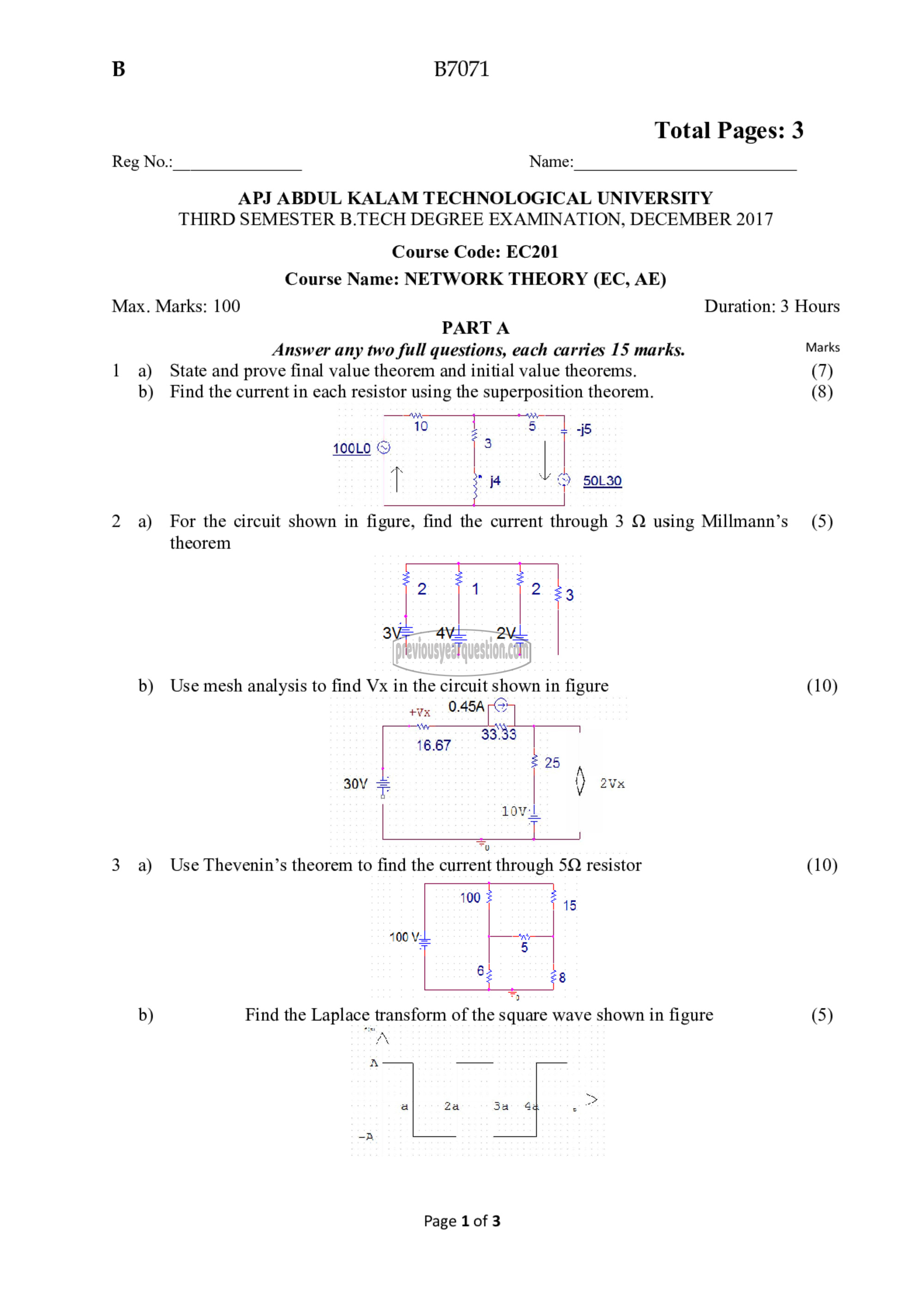 Question Paper - Network Theory-1