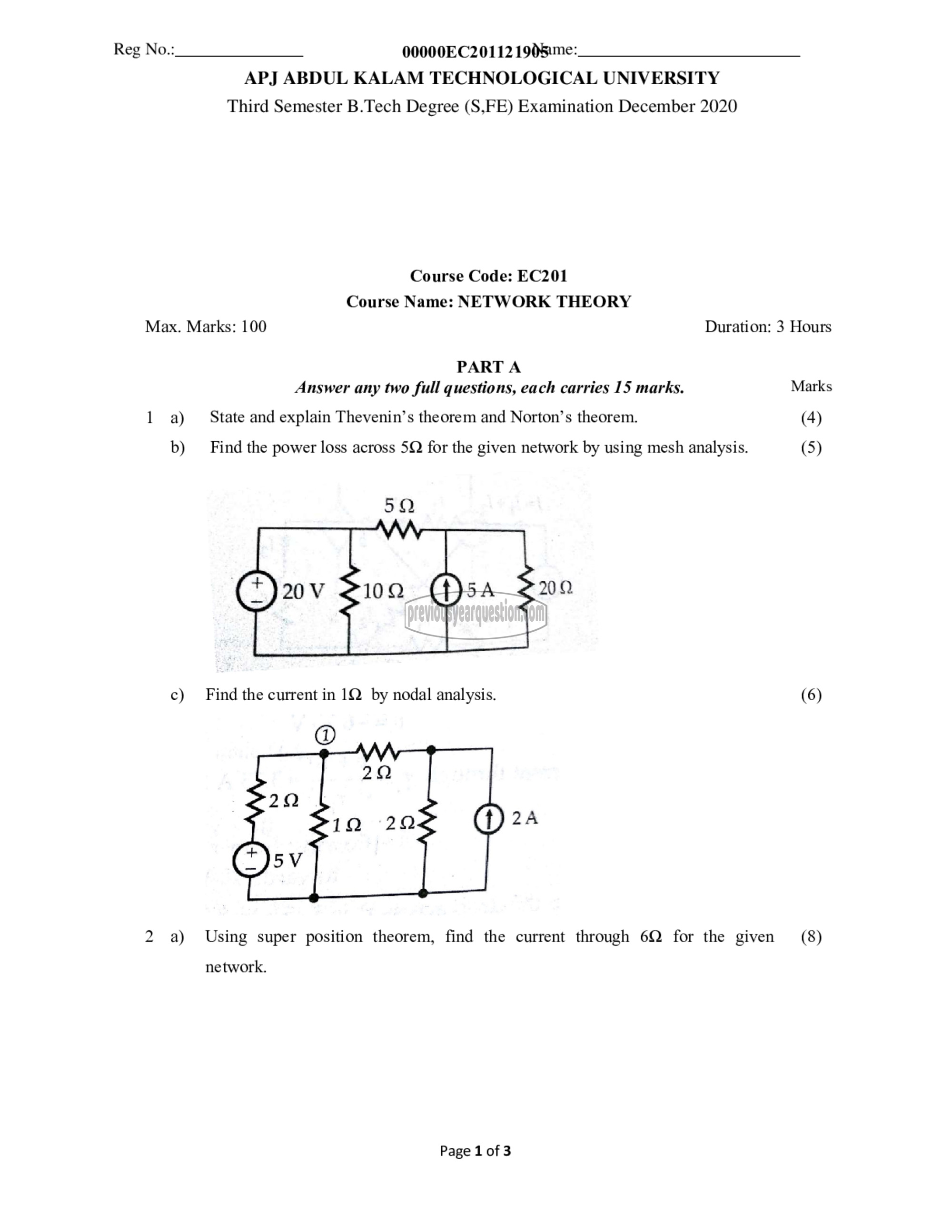 Question Paper - Network Theory-1