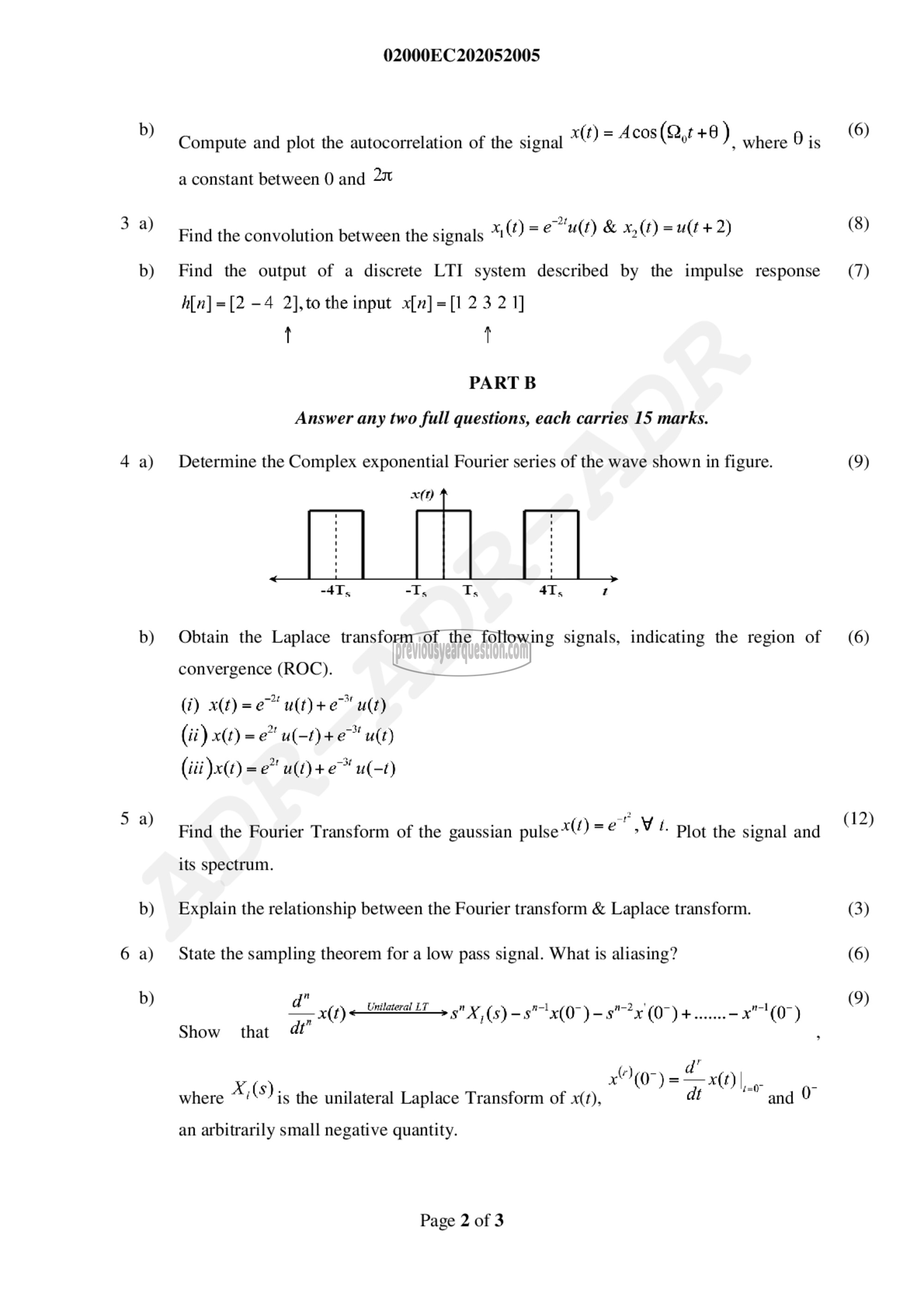 Question Paper - Signals & Systems-2