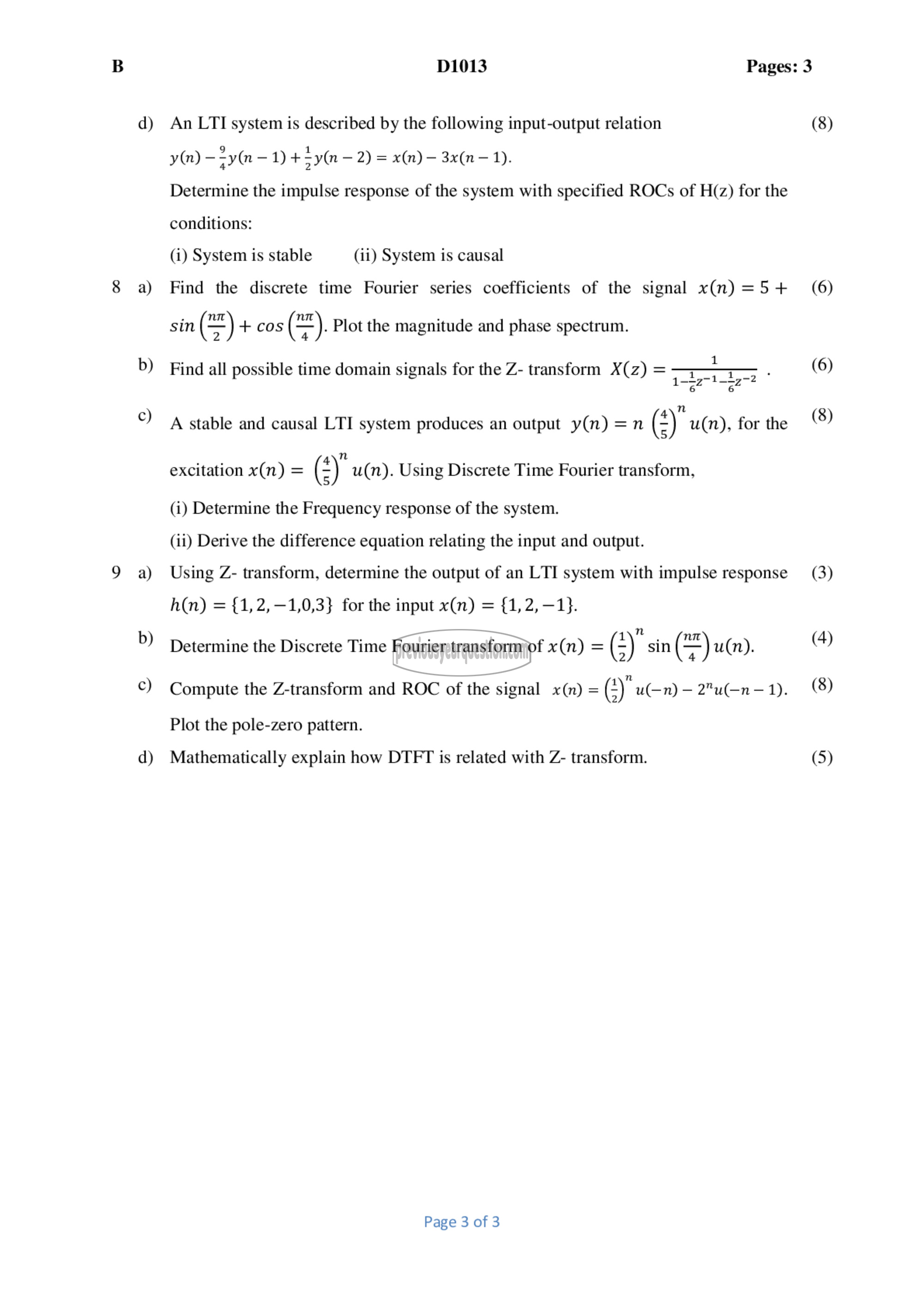 Question Paper - Signals & Systems-3