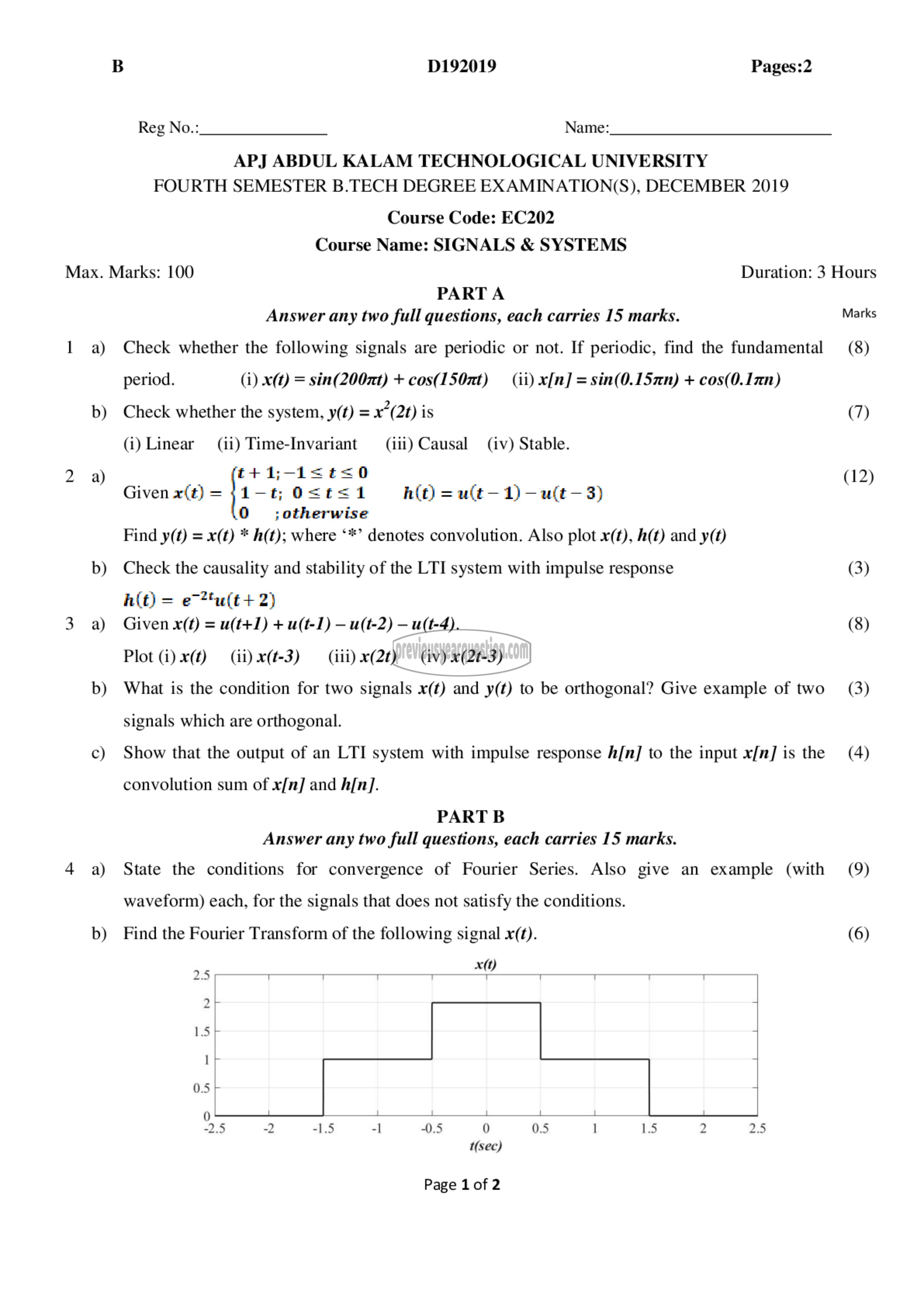 Question Paper - Signals & Systems-1