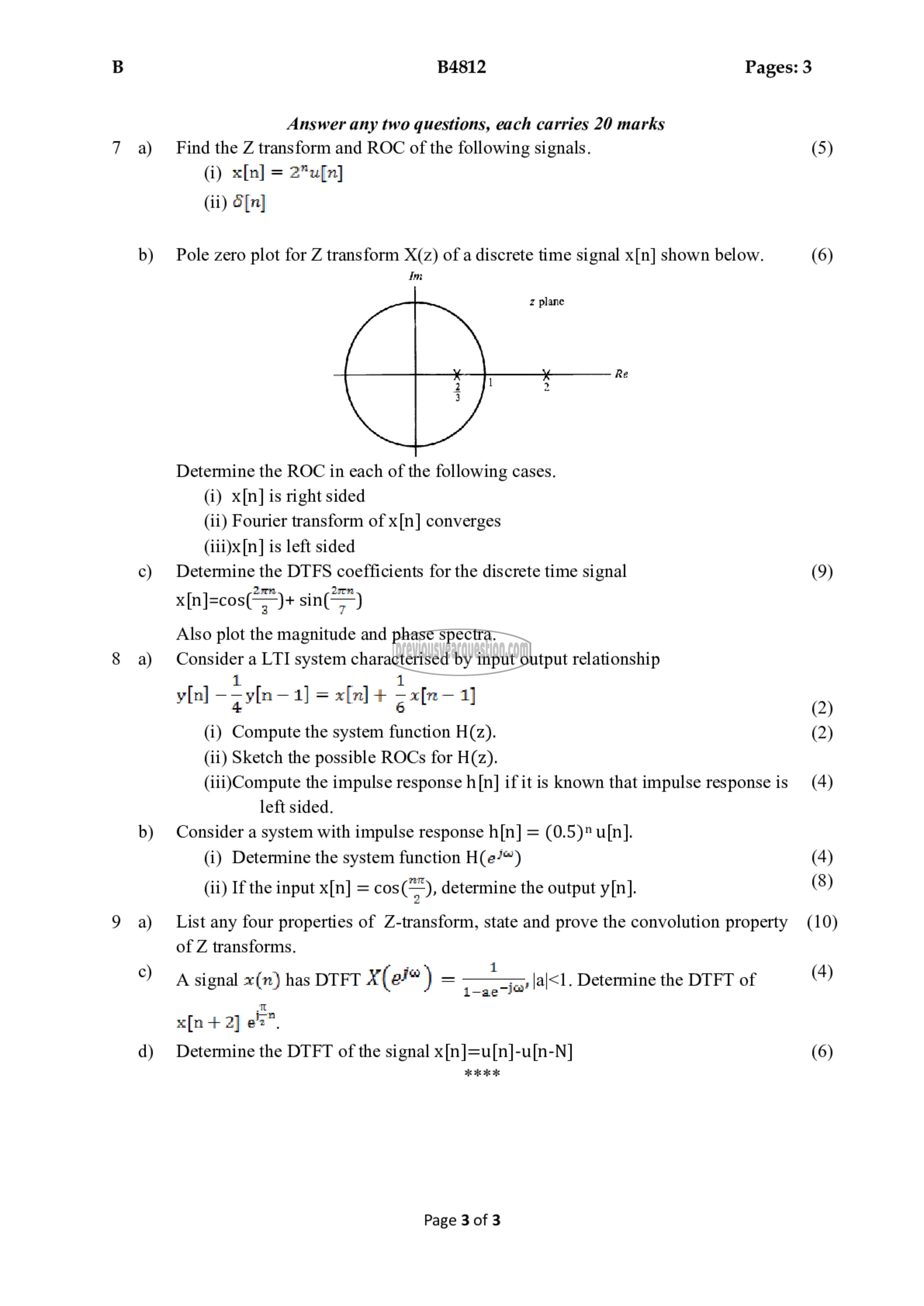 Question Paper - Signals & Systems-3