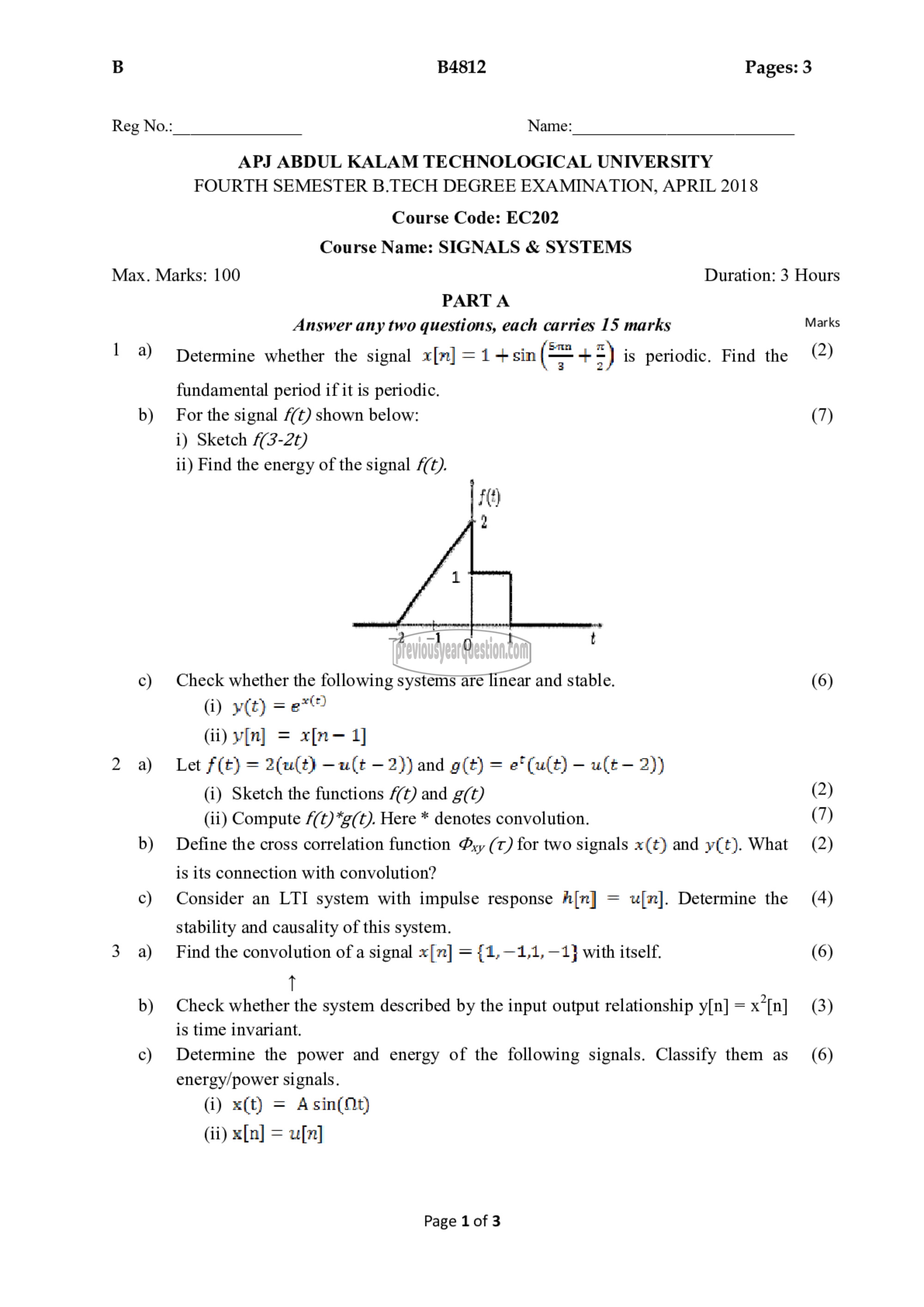 Question Paper - Signals & Systems-1