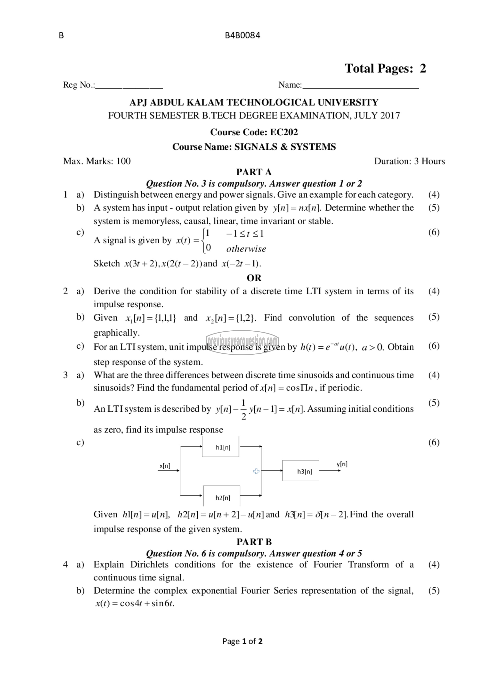 Question Paper - Signals & Systems-1