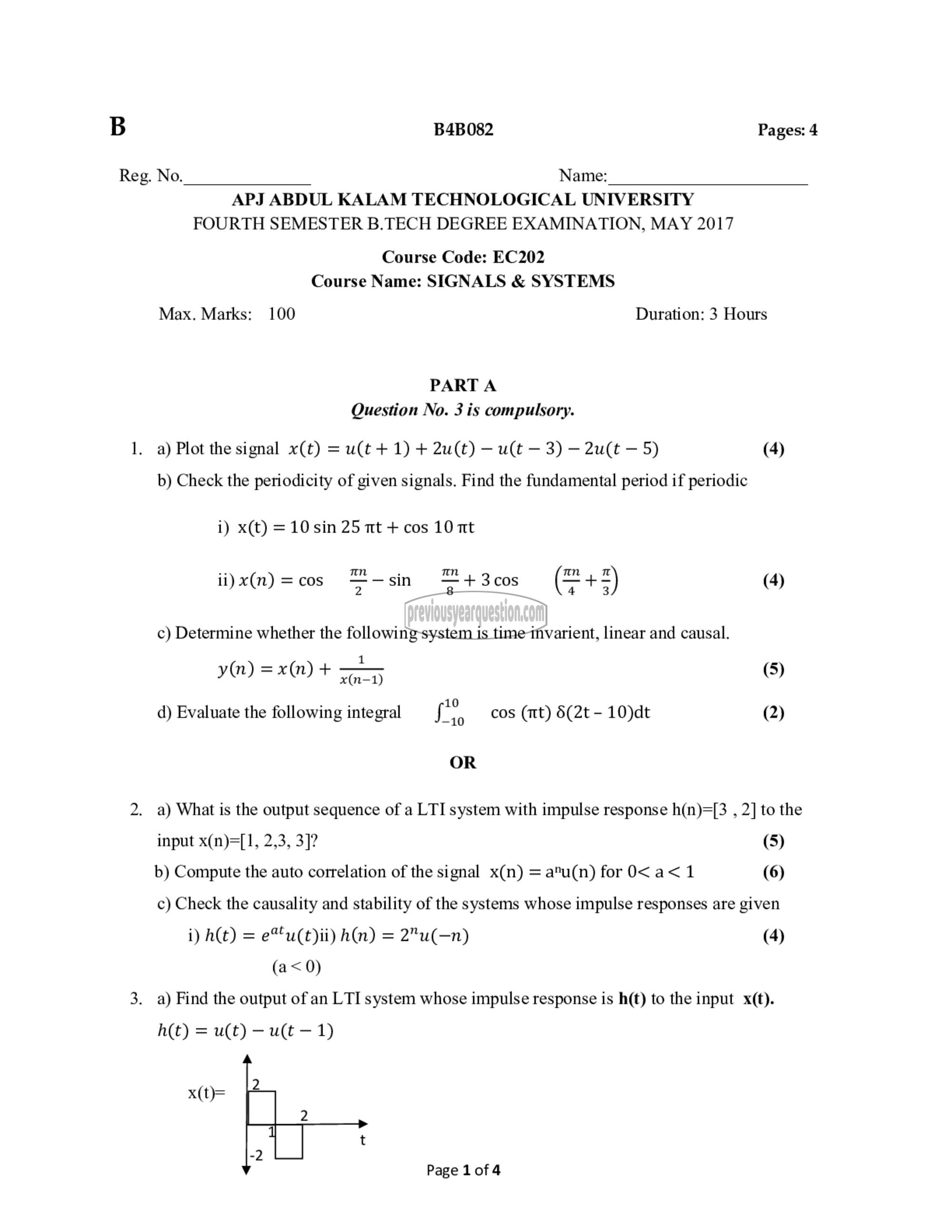 Question Paper - Signals & Systems-1