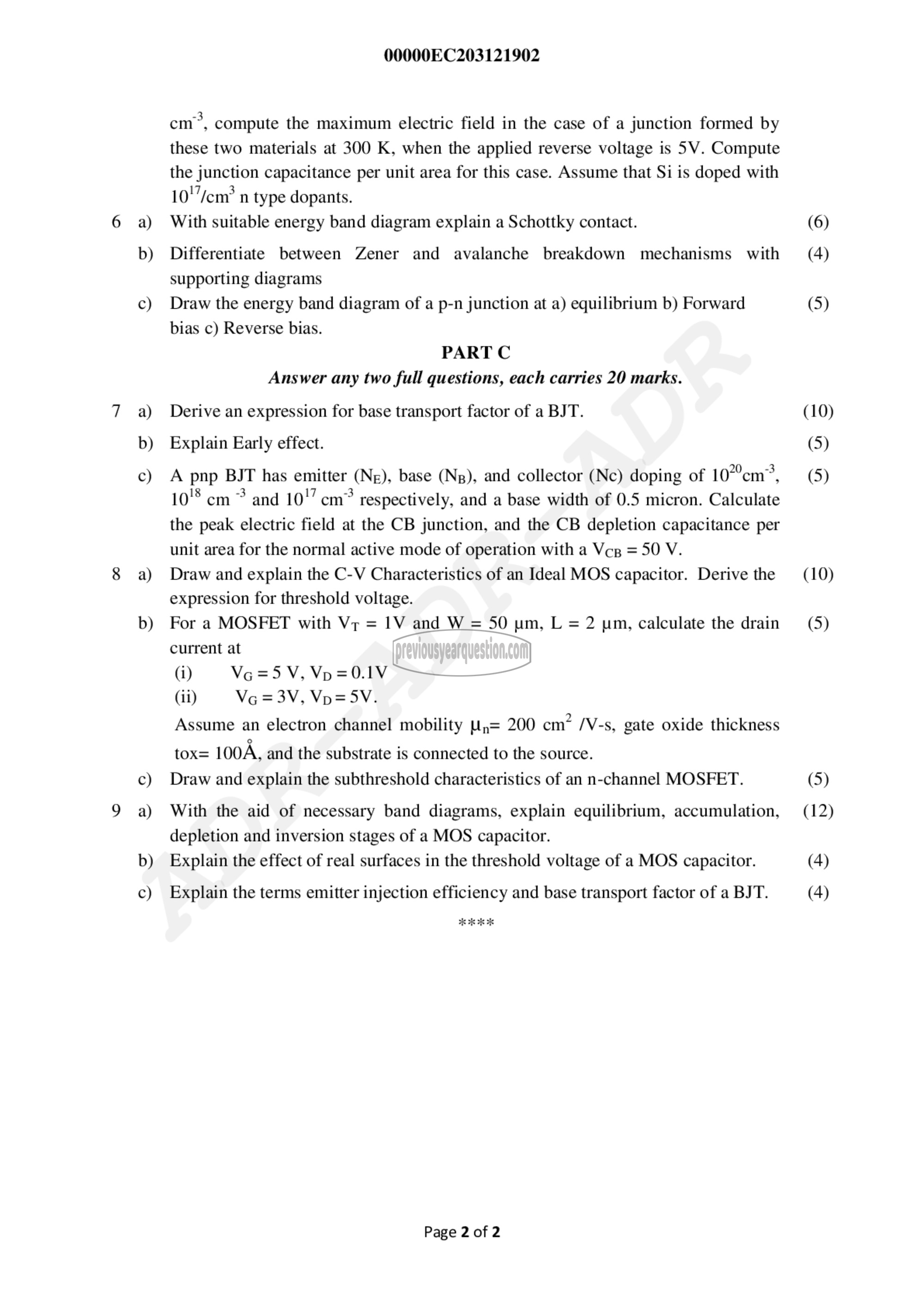 Question Paper - Solid State Devices-2