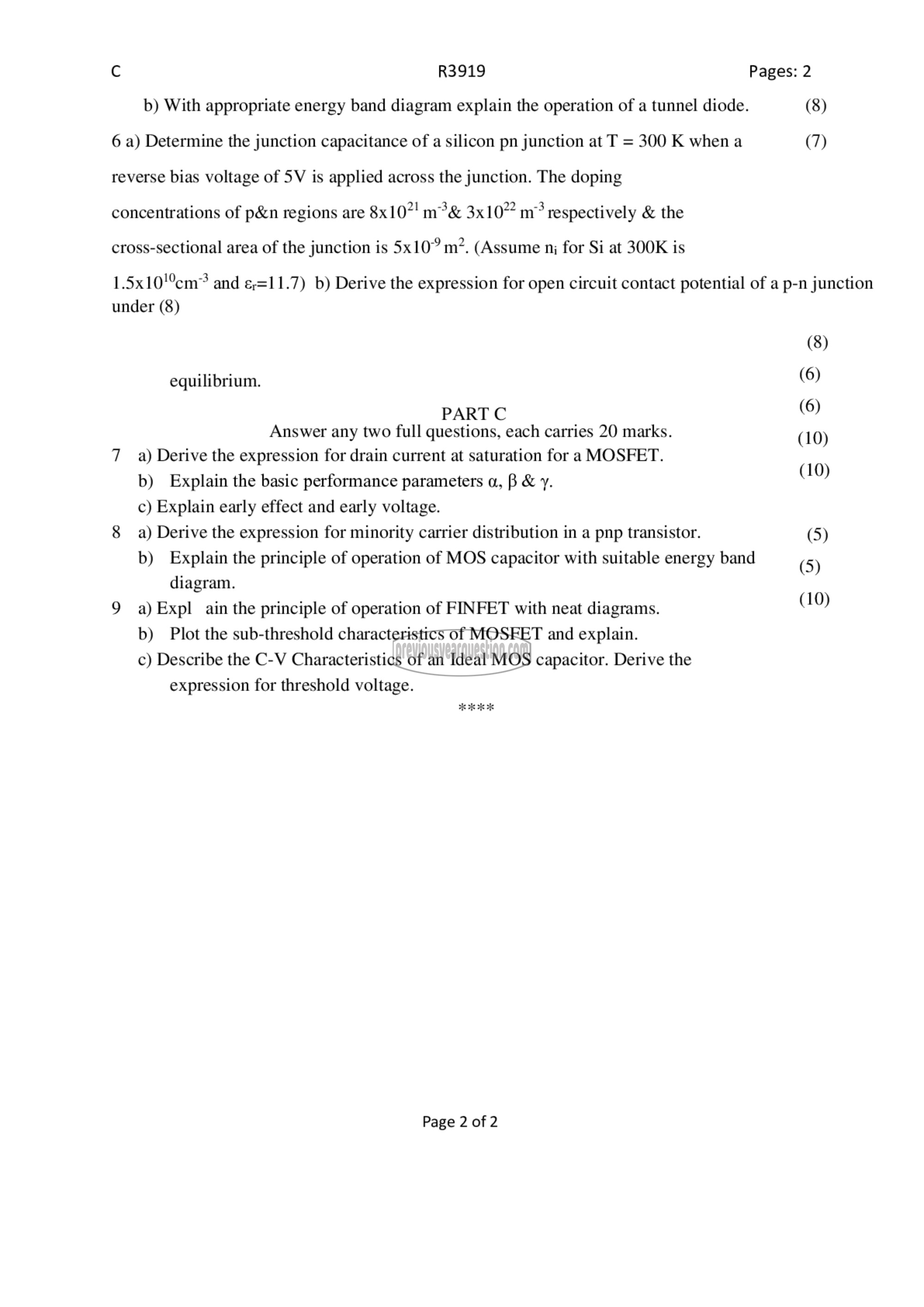 Question Paper - Solid State Devices-2