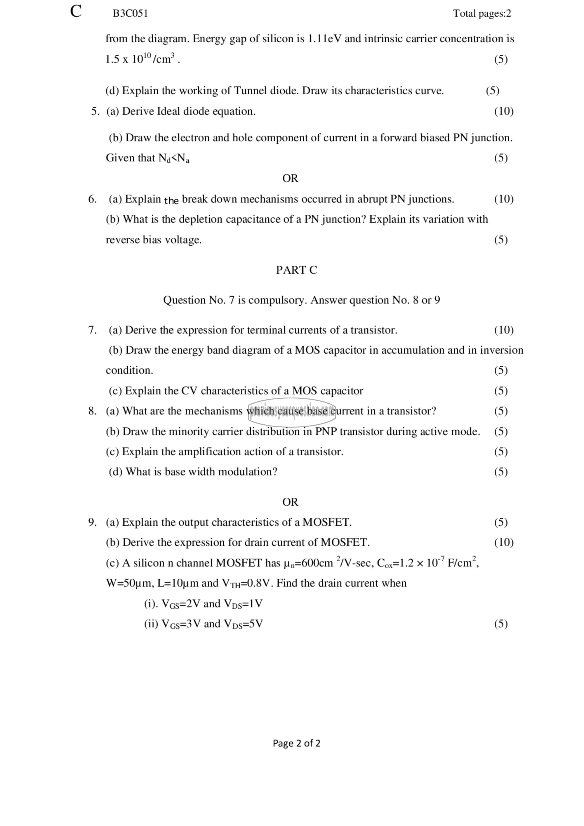 Question Paper - Solid State Devices-2