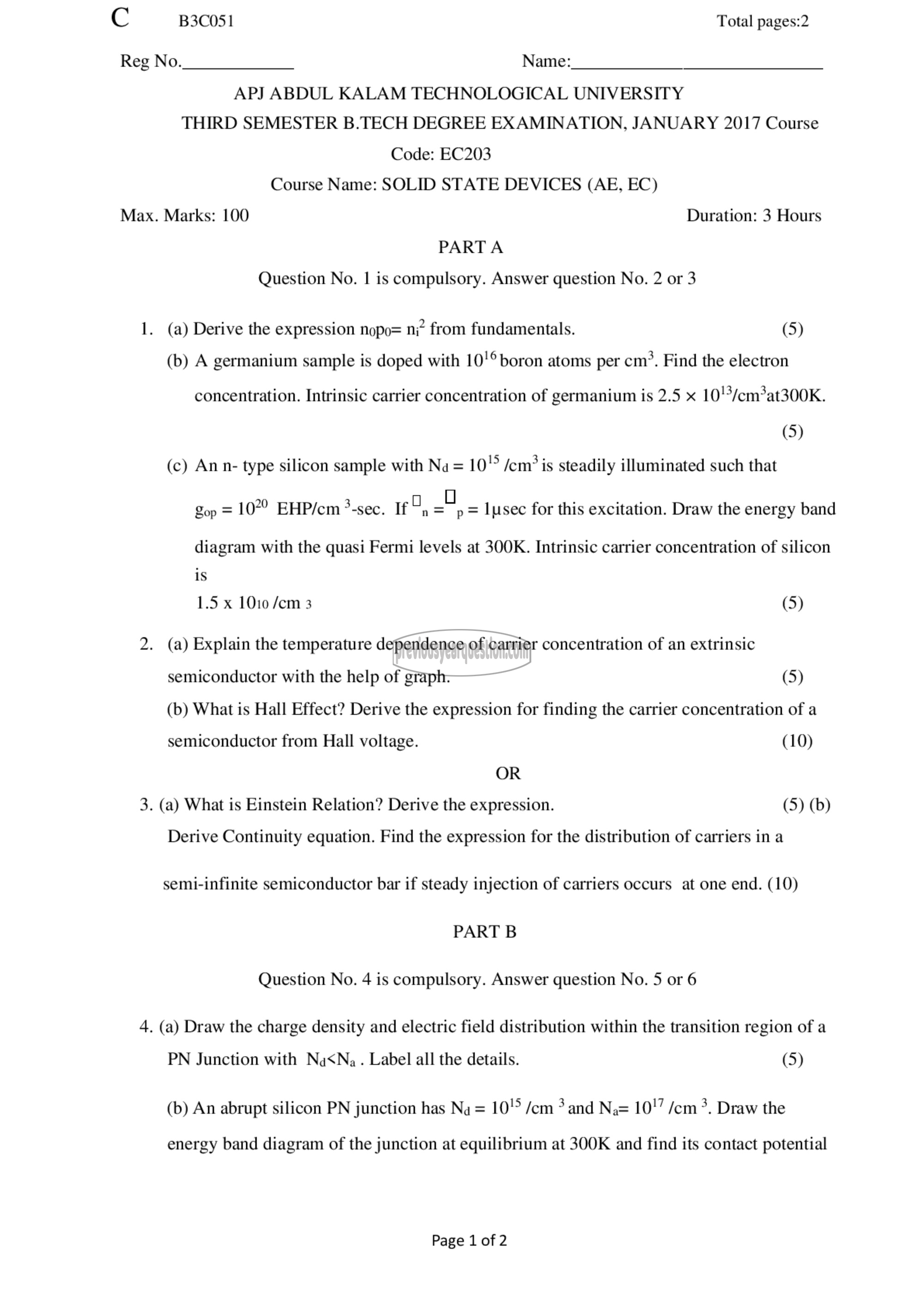 Question Paper - Solid State Devices-1