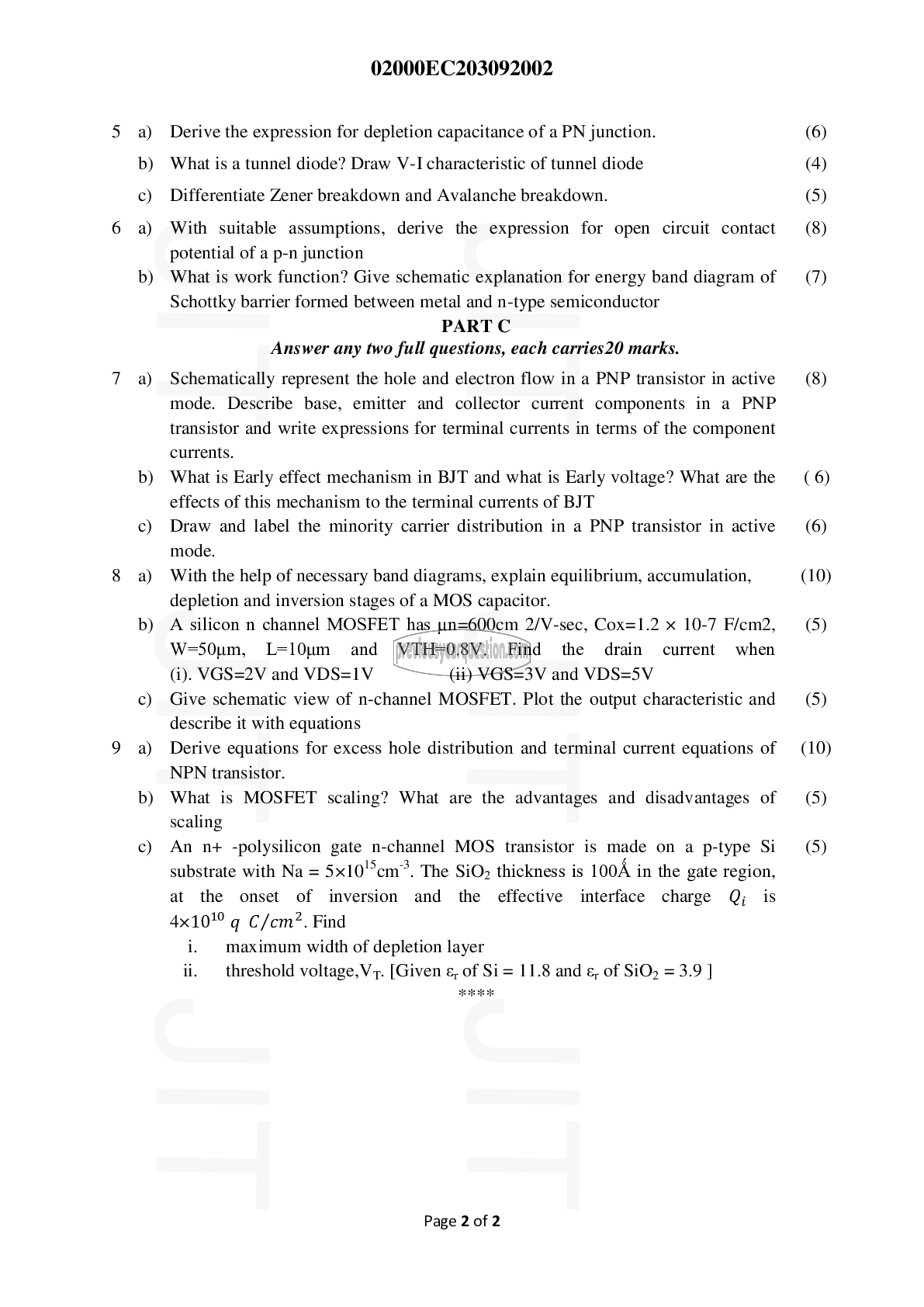 Question Paper - Solid State Devices-2