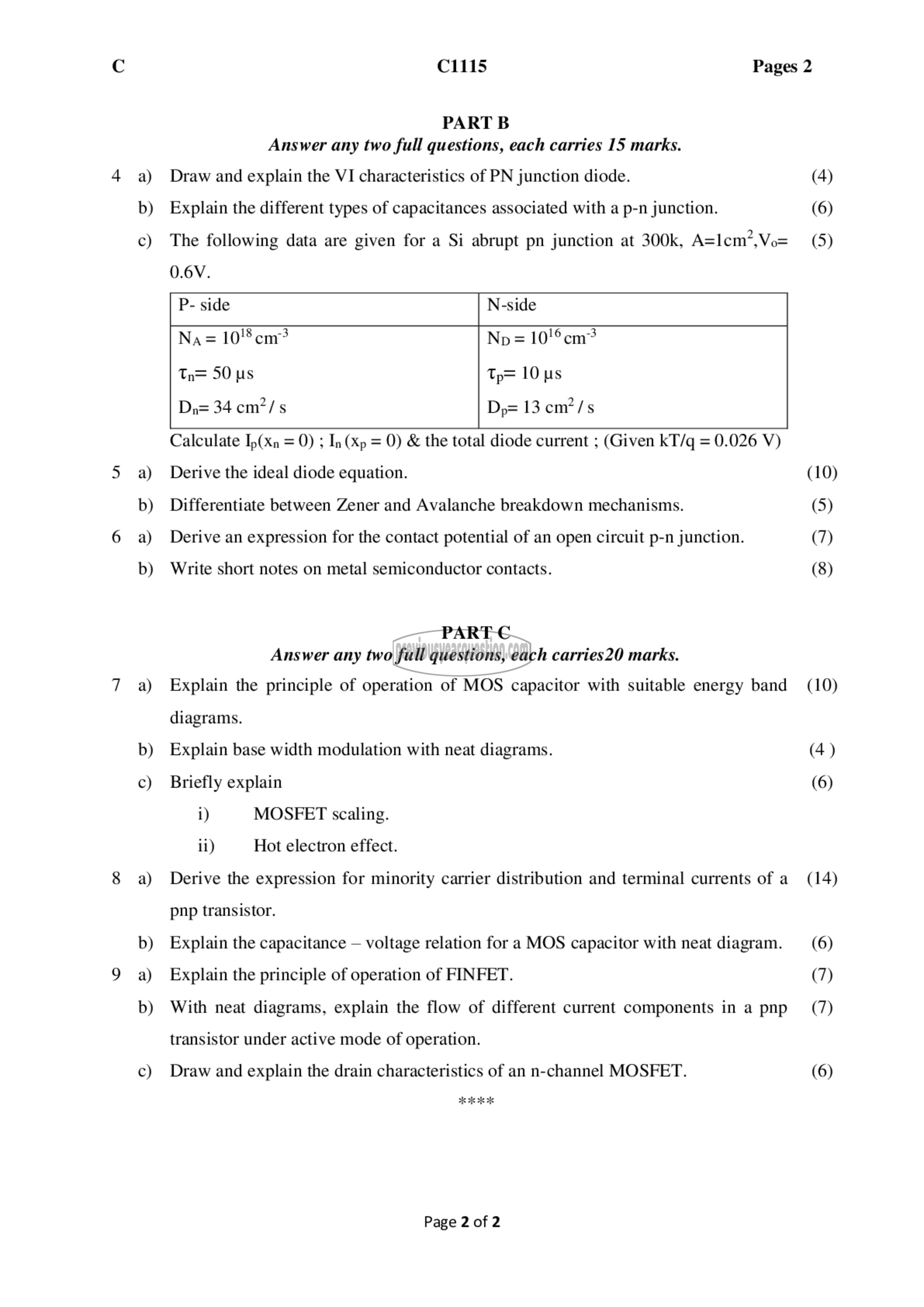 Question Paper - Solid State Devices-2