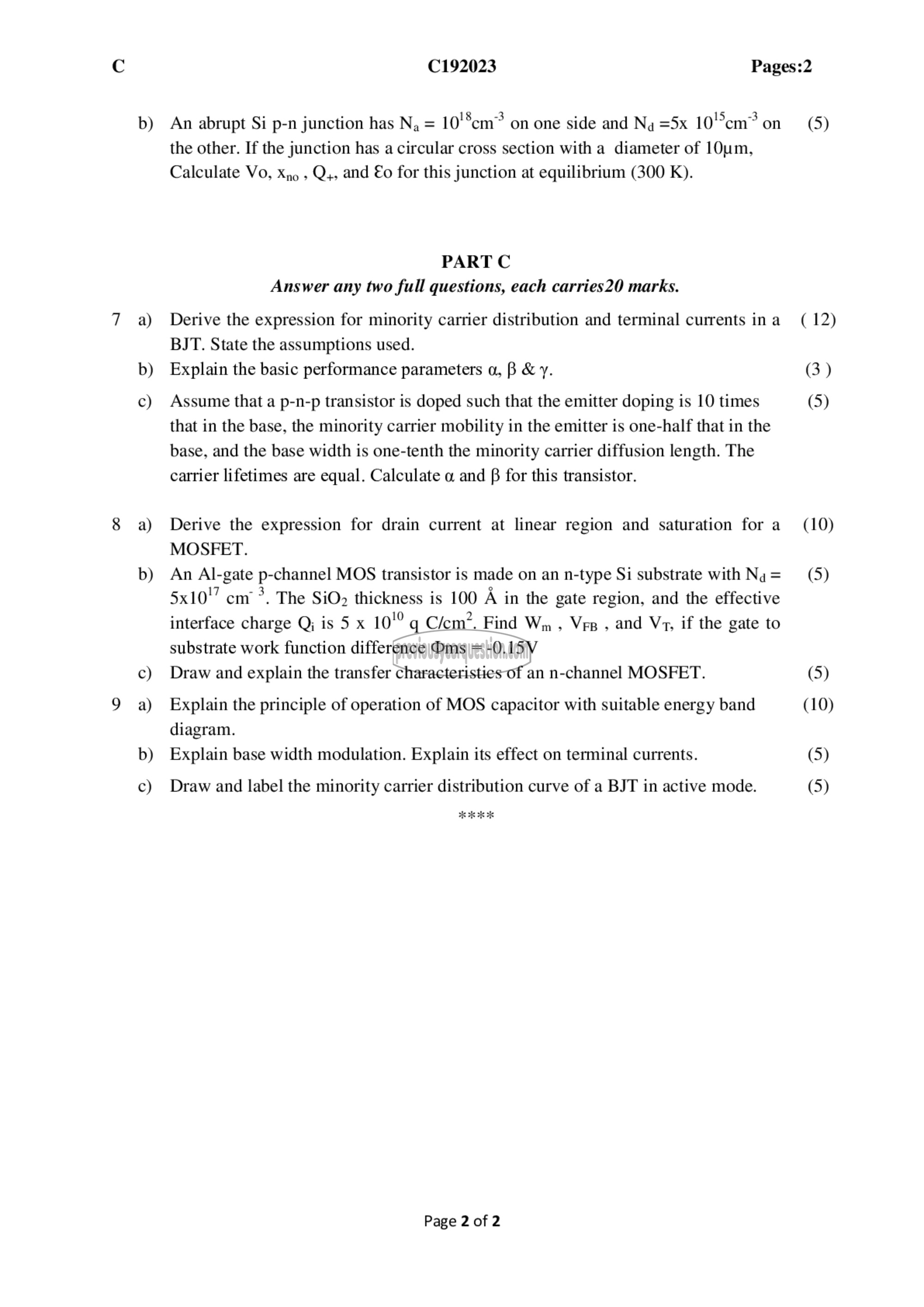 Question Paper - Solid State Devices-2