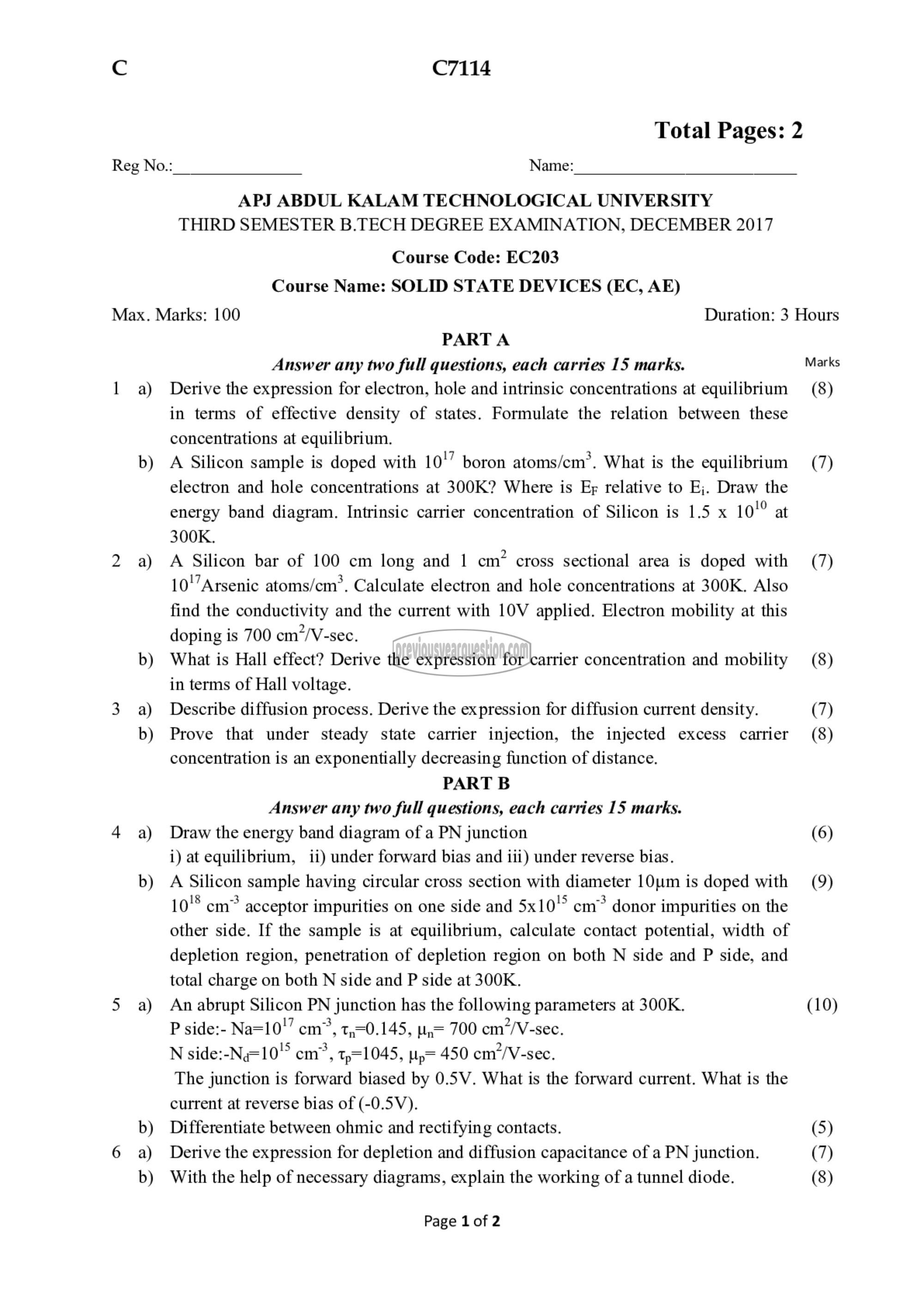 Question Paper - Solid State Devices-1