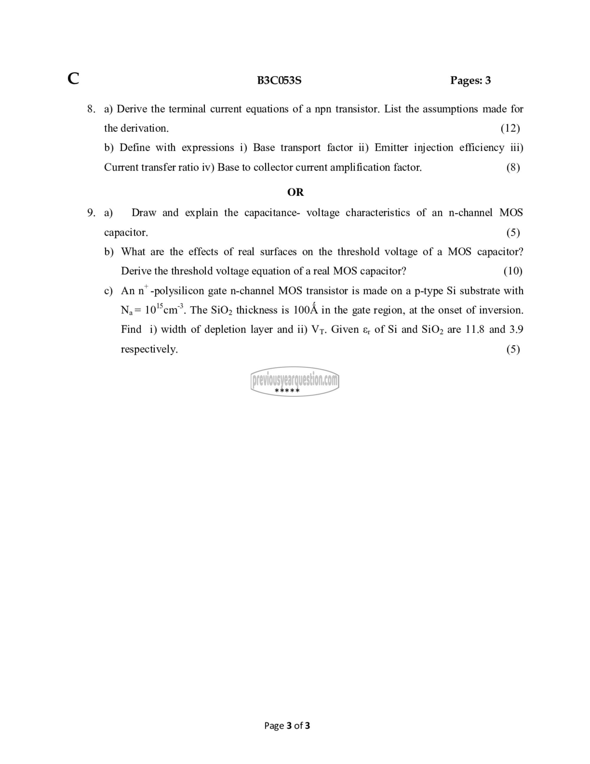 Question Paper - Solid State Devices-3