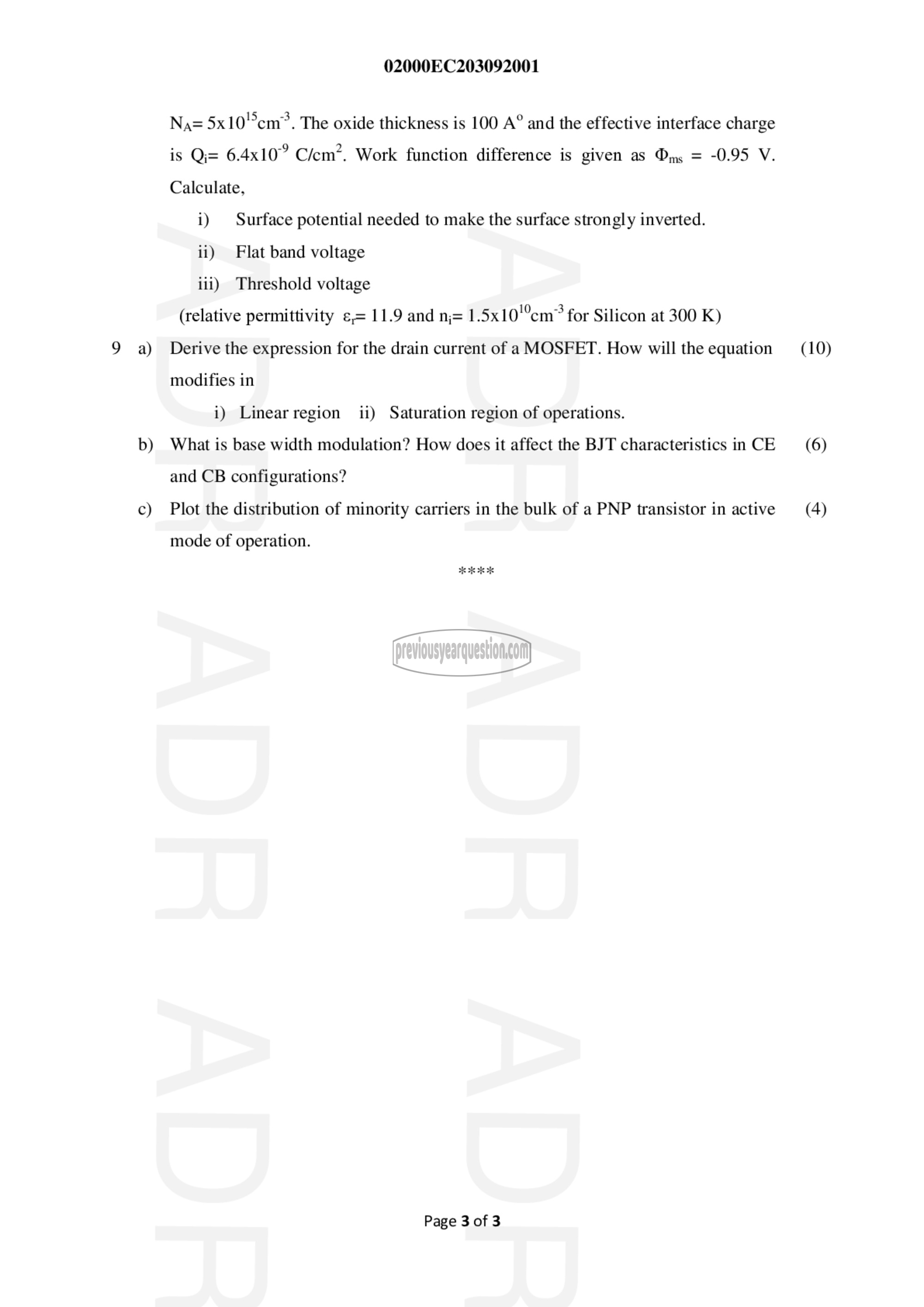 Question Paper - Solid State Devices-3