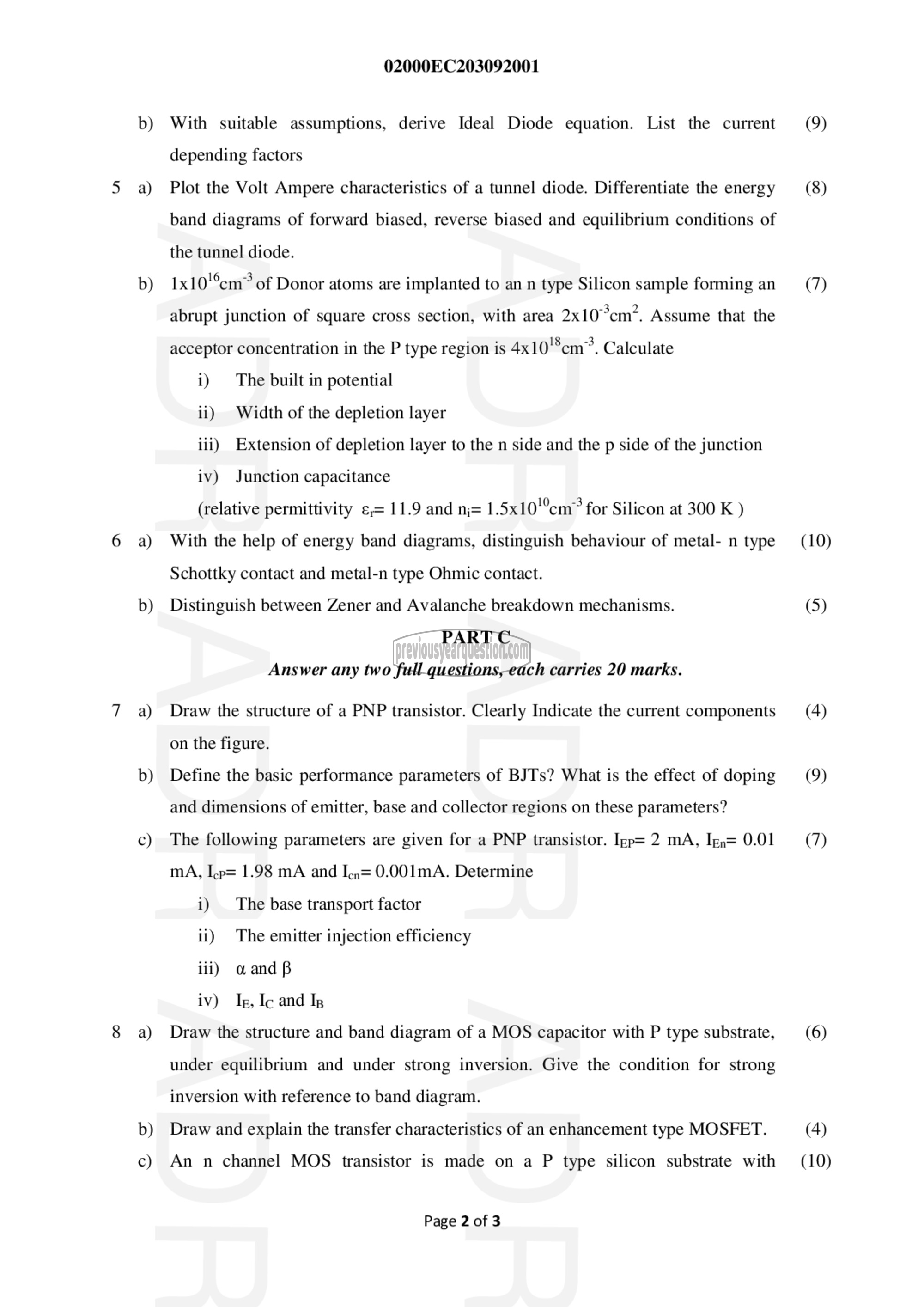 Question Paper - Solid State Devices-2