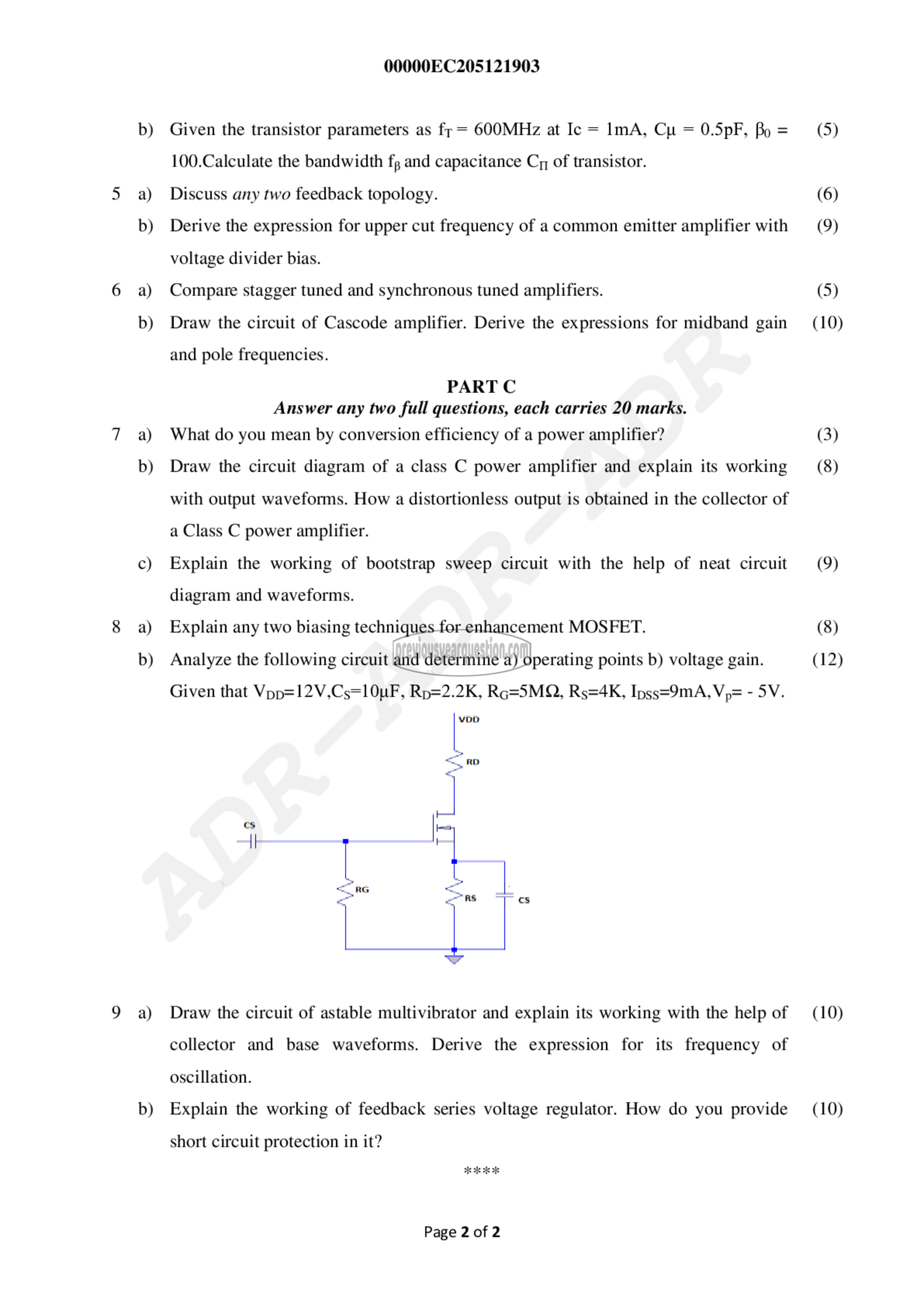 Question Paper - Electronic Circuits-2