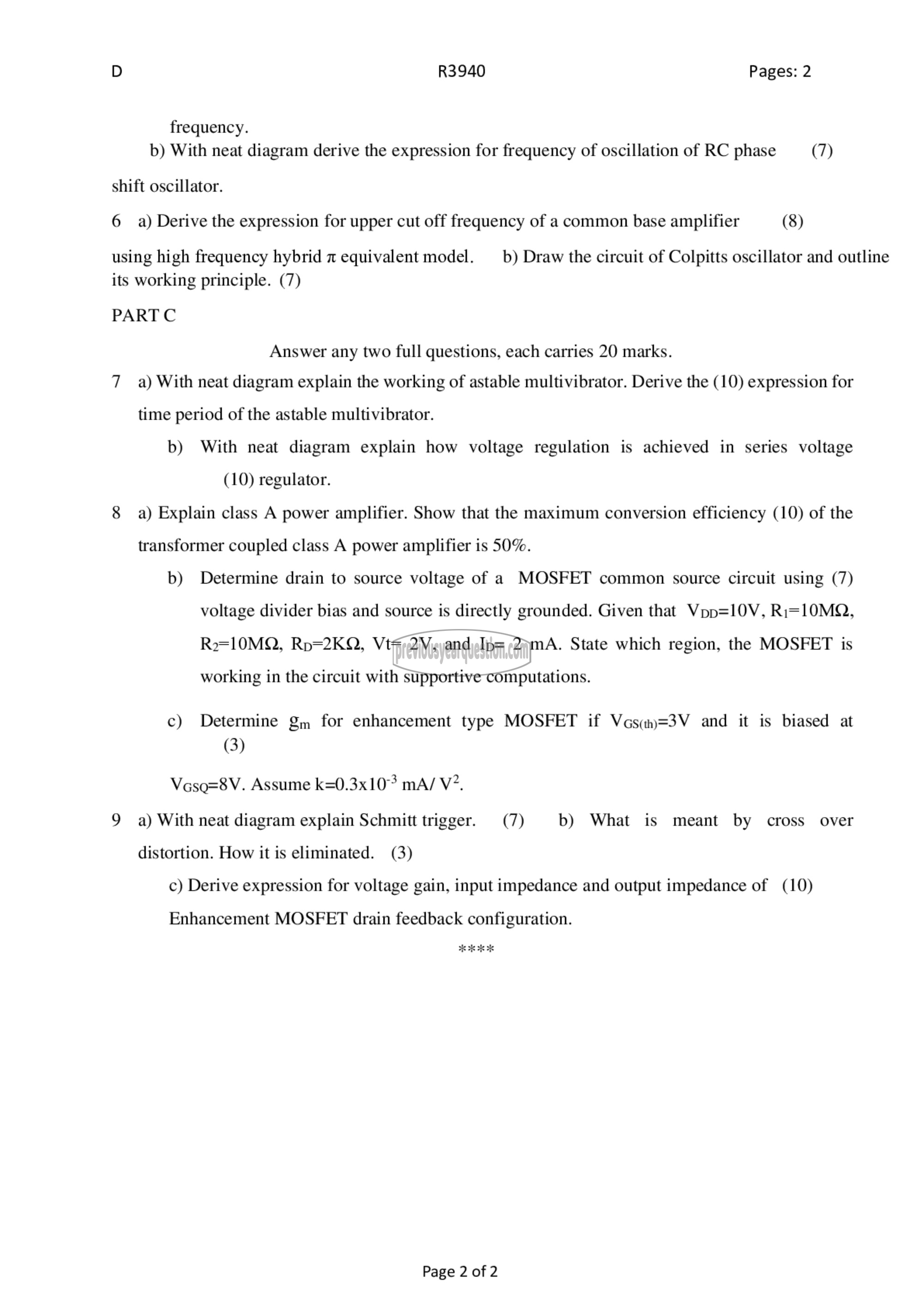 Question Paper - Electronic Circuits-2