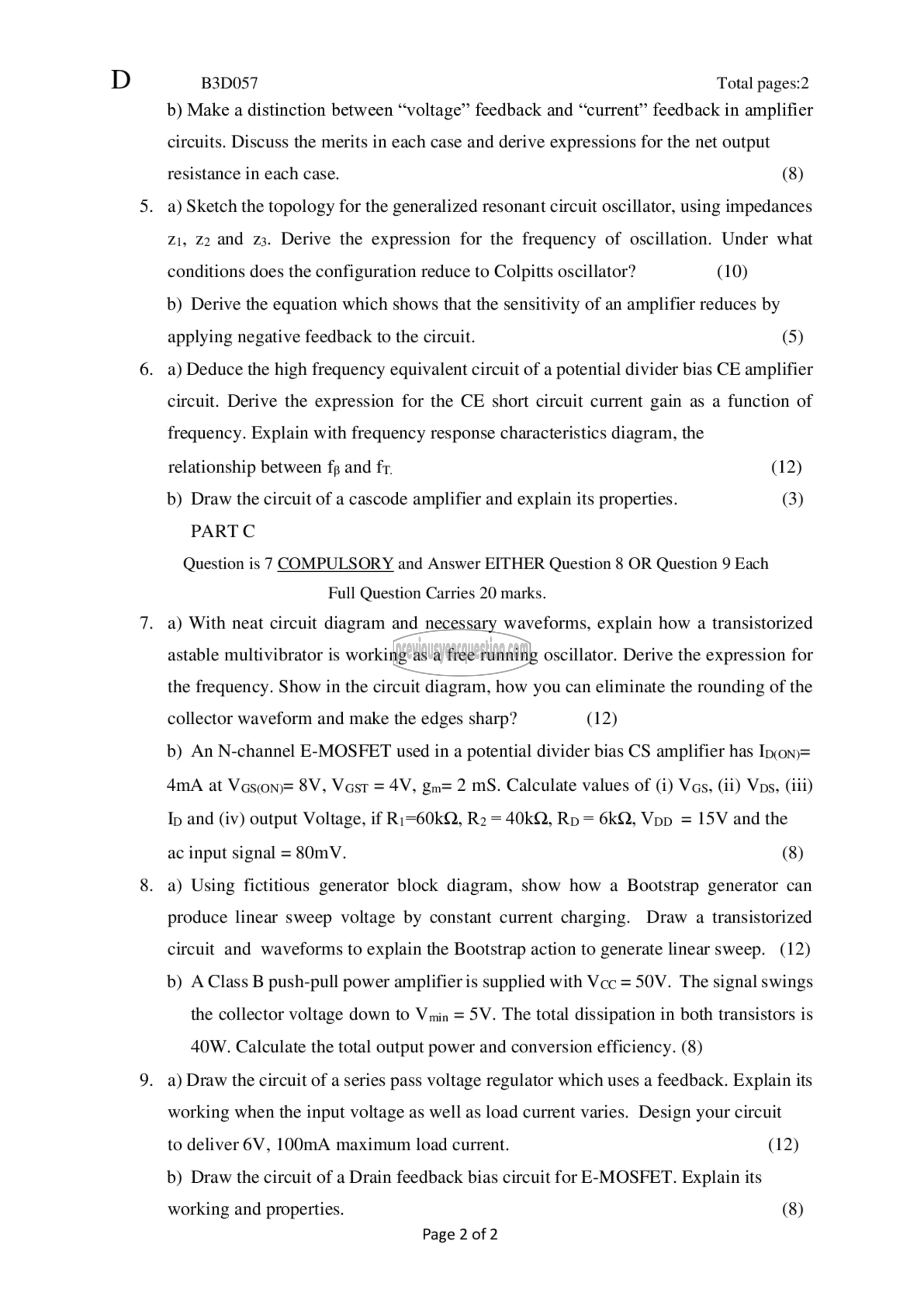 Question Paper - Electronic Circuits-2